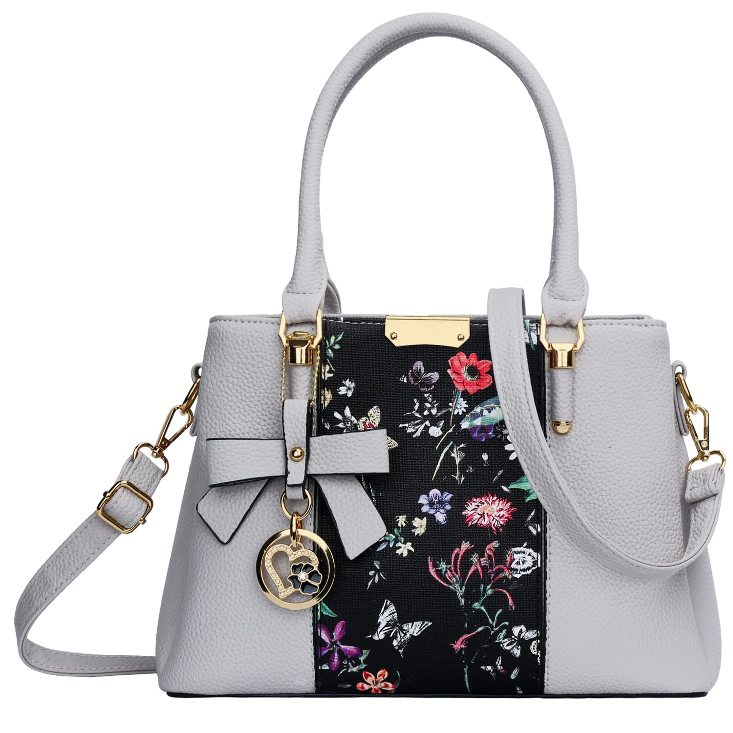 KKXIU 3 Zippered Compartments Purses and Handbags for Women Top Handle Satchel Shoulder Ladies Bags