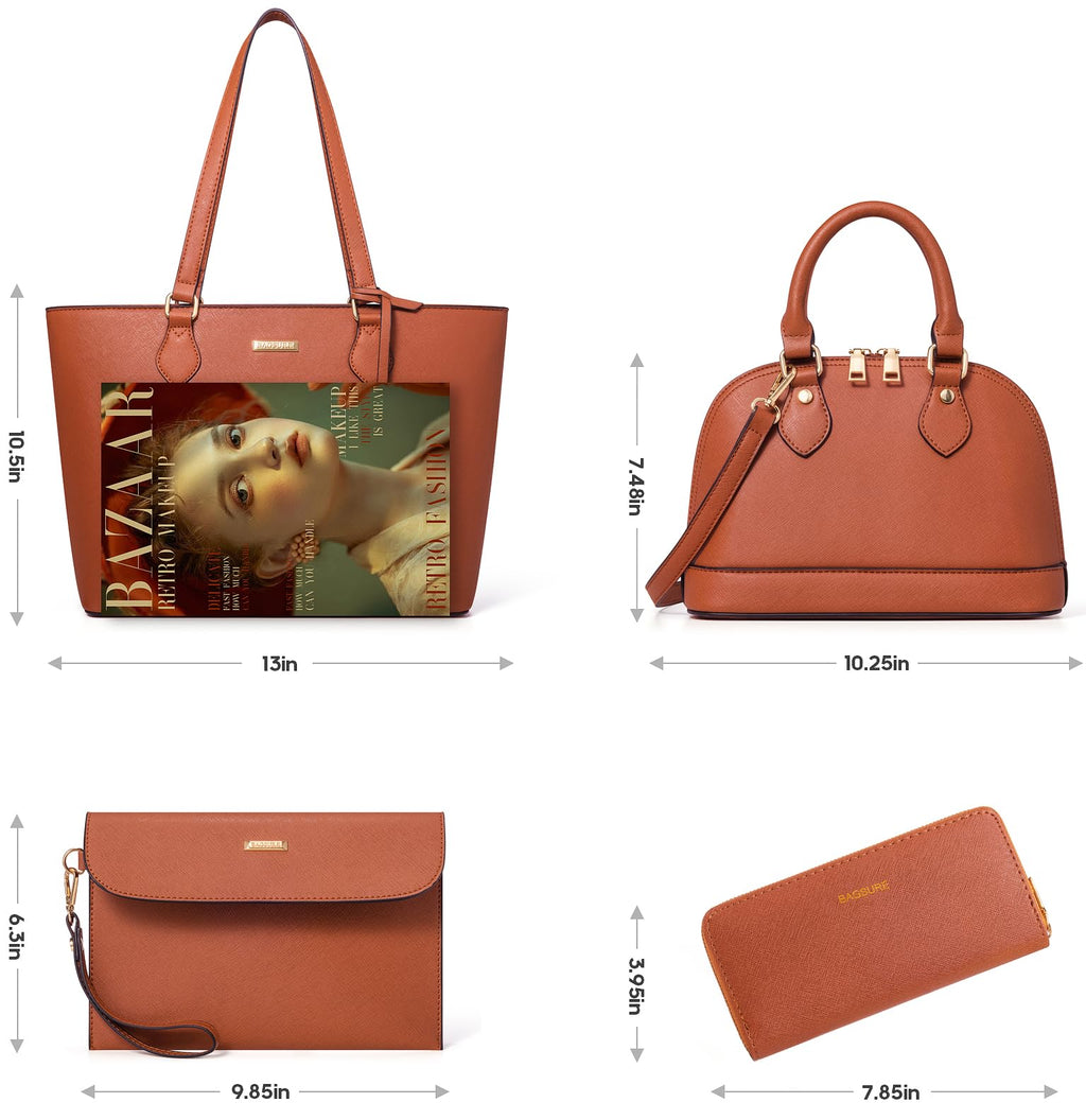 4PCS Women Fashion Handbags Purses Wallet Shoulder Bags Casual Tote Bag Crossbody Bags, Handbag Set Gift for Ladies Girls