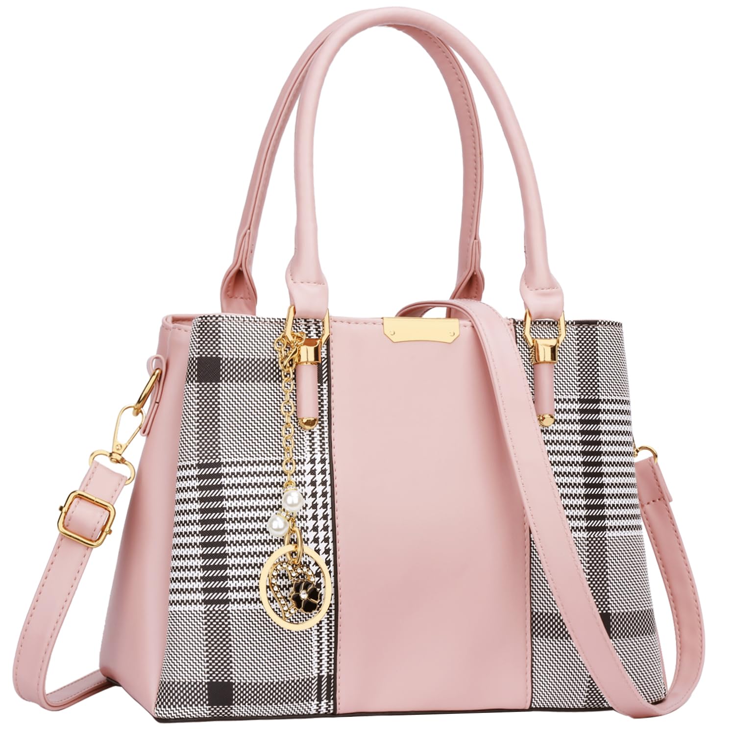 KKXIU 3 Zippered Compartments Purses and Handbags for Women Top Handle Satchel Shoulder Ladies Bags