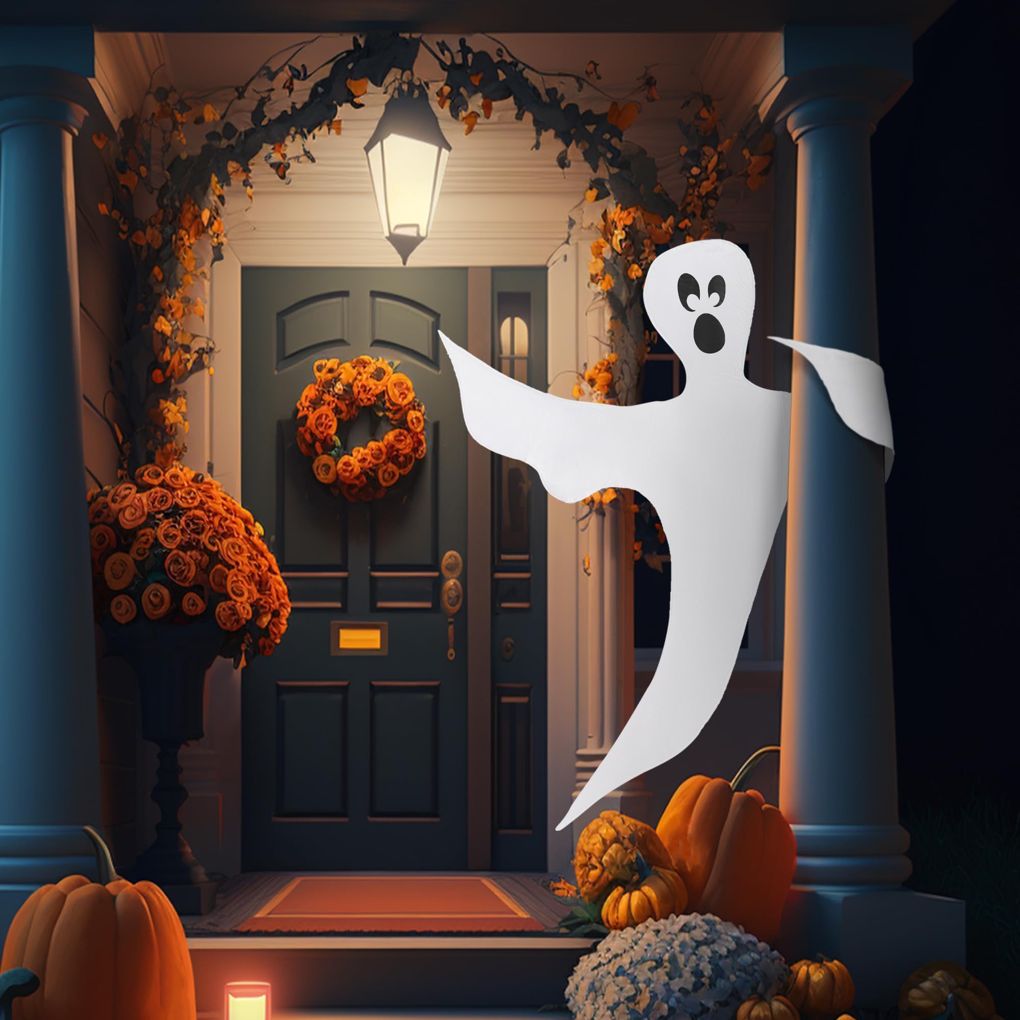 JOYIN 53” Halloween Bendable Tree Wrap Ghost Decoration for Halloween Outdoor, Lawn, Tree, Pillar Decorations, Ghost Party Supplies