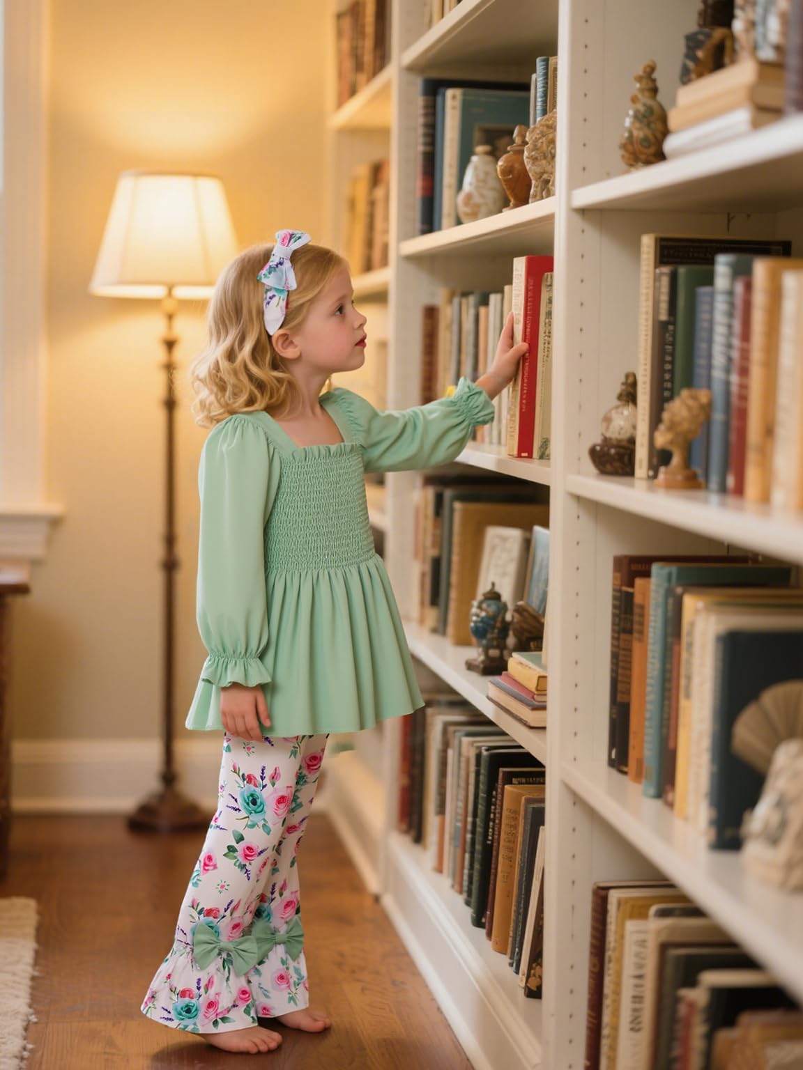 UNICOMIDEA Girls Clothes Set Shirt Top and Flare Pants with Bowknot 2-5T Kids 3 Piece Outfit For Girl