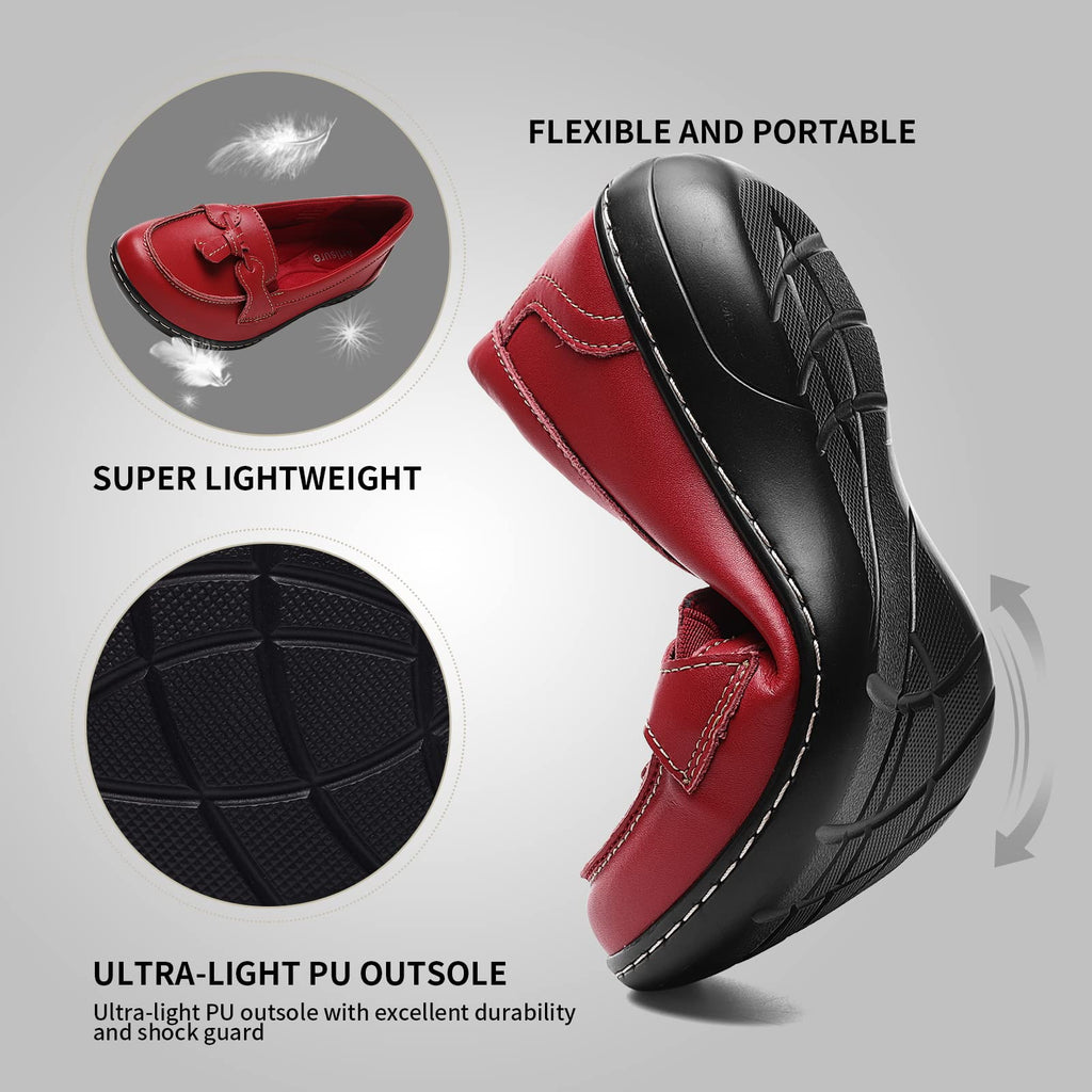 Artisure Women's Classic Comfort Leather Loafers Casual Slip-Ons Stylish Tassel Dress Shoes Cute Work Office Flats Everyday Walking Shoes