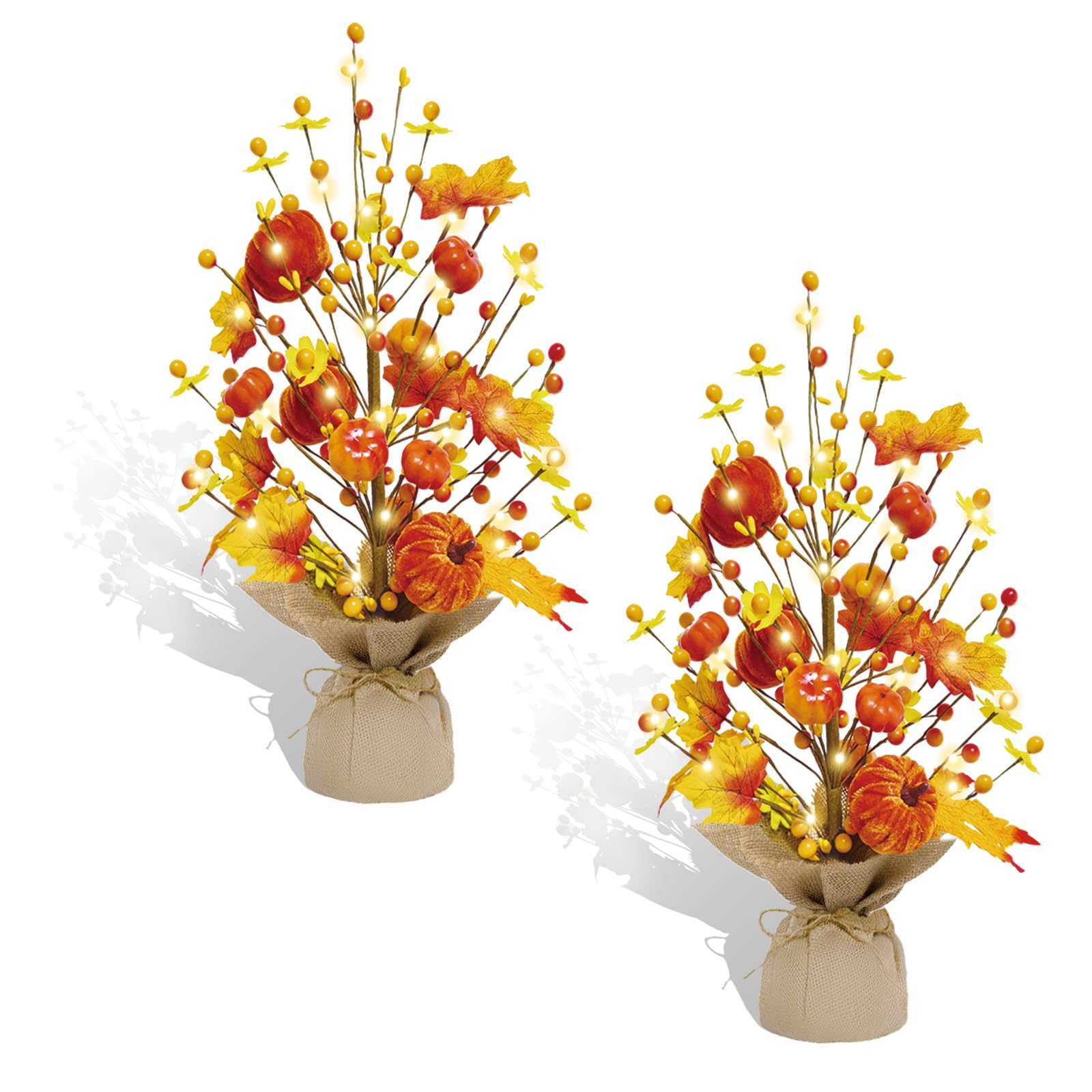 Fall Decorations for Home 18 Inch Fall Tree, Fall Decor Fake Pumpkin Berry Maple Leaves Table Centerpieces, Autumn Harvest Home Decor Indoor for Party Halloween Thanksgiving