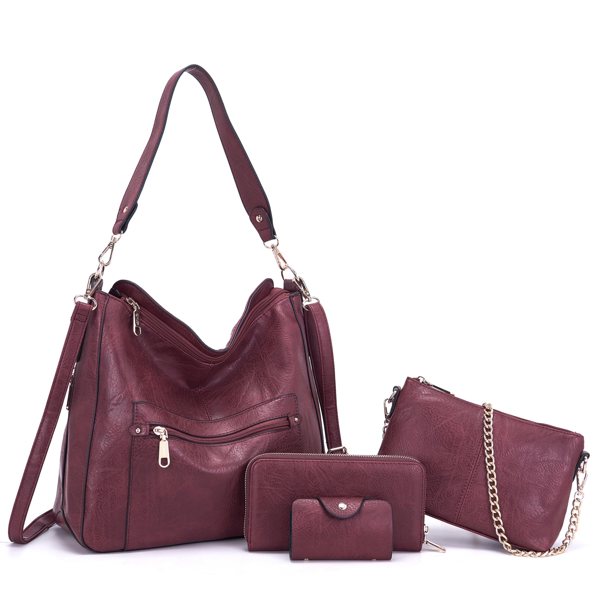 Large Crossbody Purses Set For Women Shoulder Tote Handbags Ladies Hobo Bags With Matching Wallet 4PCS