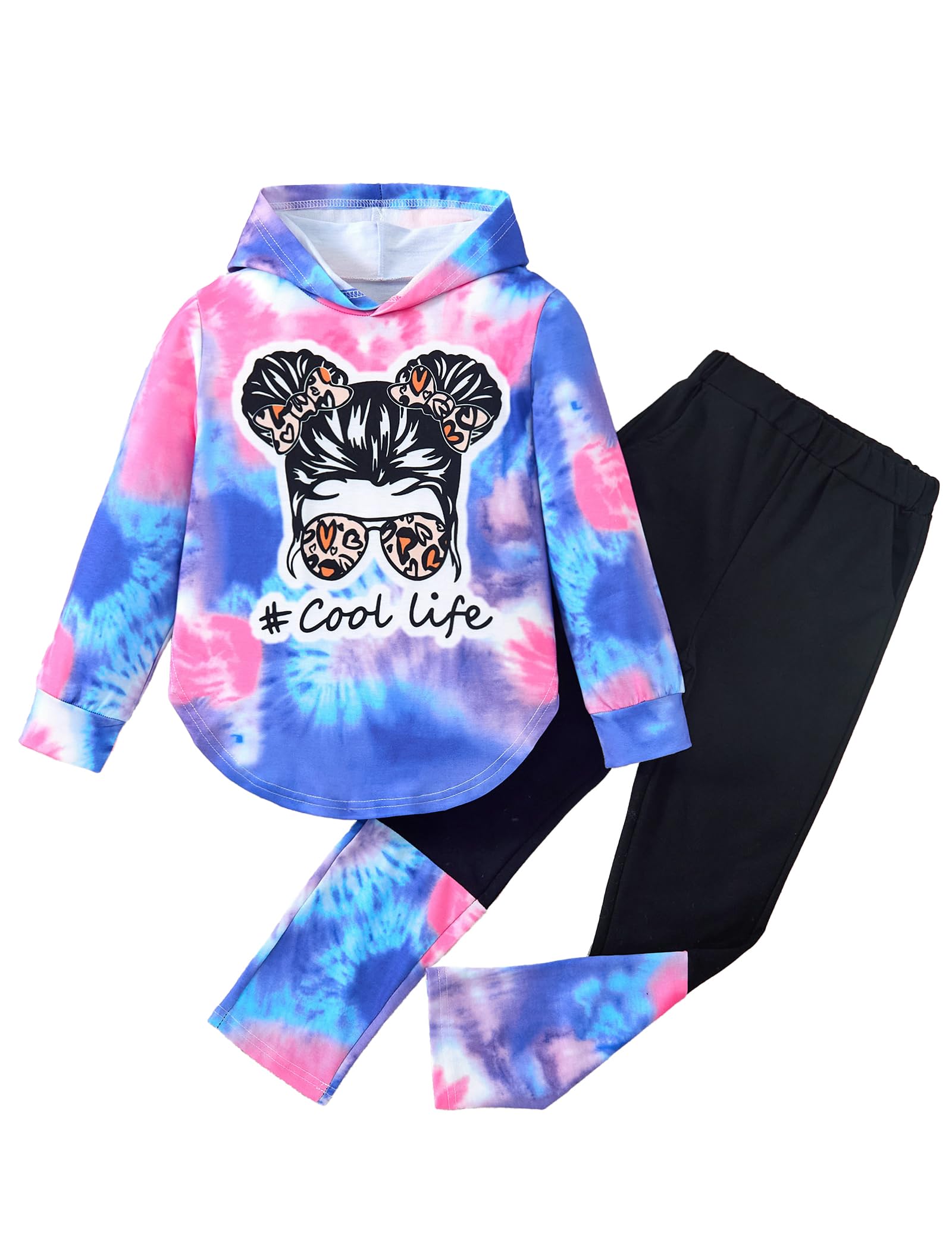 Girls Clothes Tie Dye Long Sleeve Hoodie Sweatshirt and Pants Sets Cute Girl Outfits Size 5-14 Years