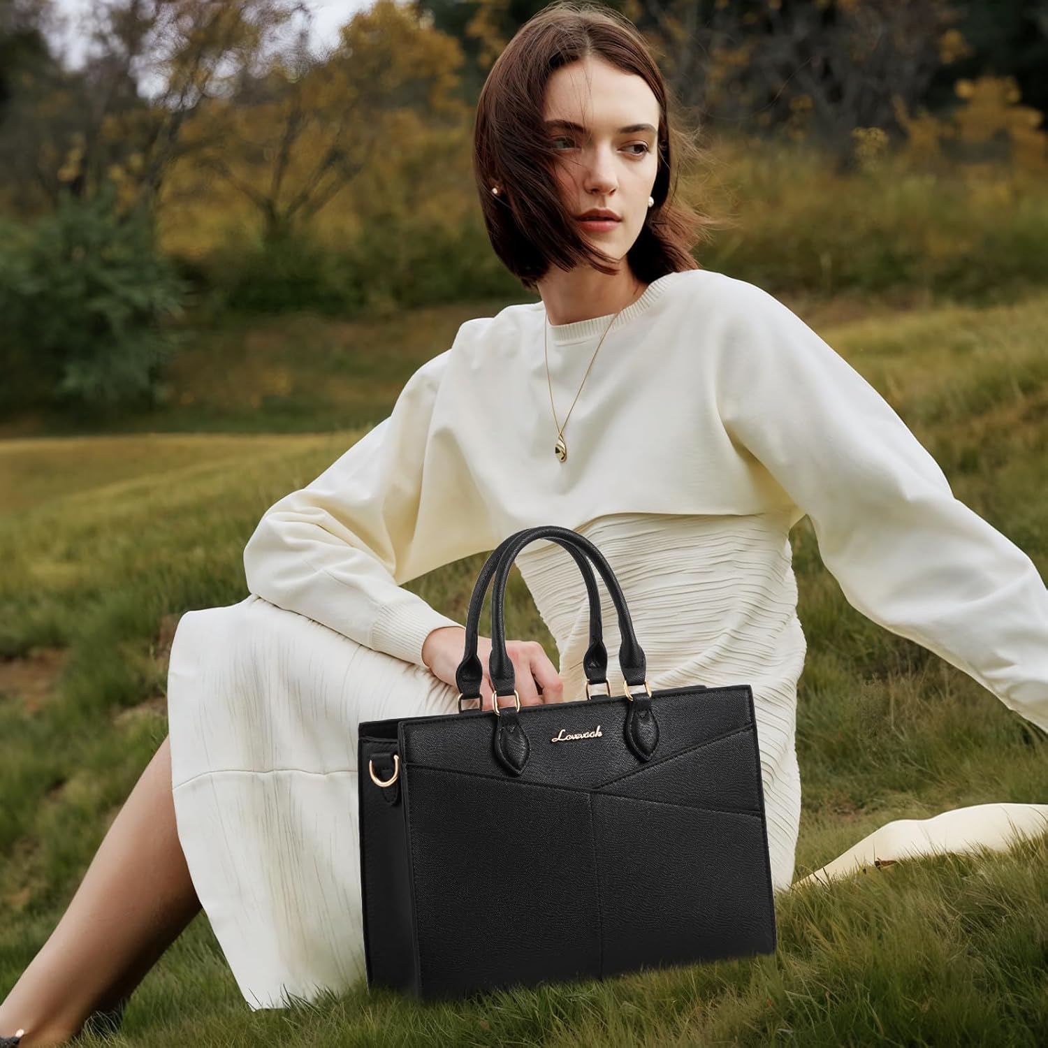 LOVEVOOK Purses for Women,Satchel Handbags Tote Bag, Black Pu Leather Shoulder Crossbody Top Handle Purse with Zipper