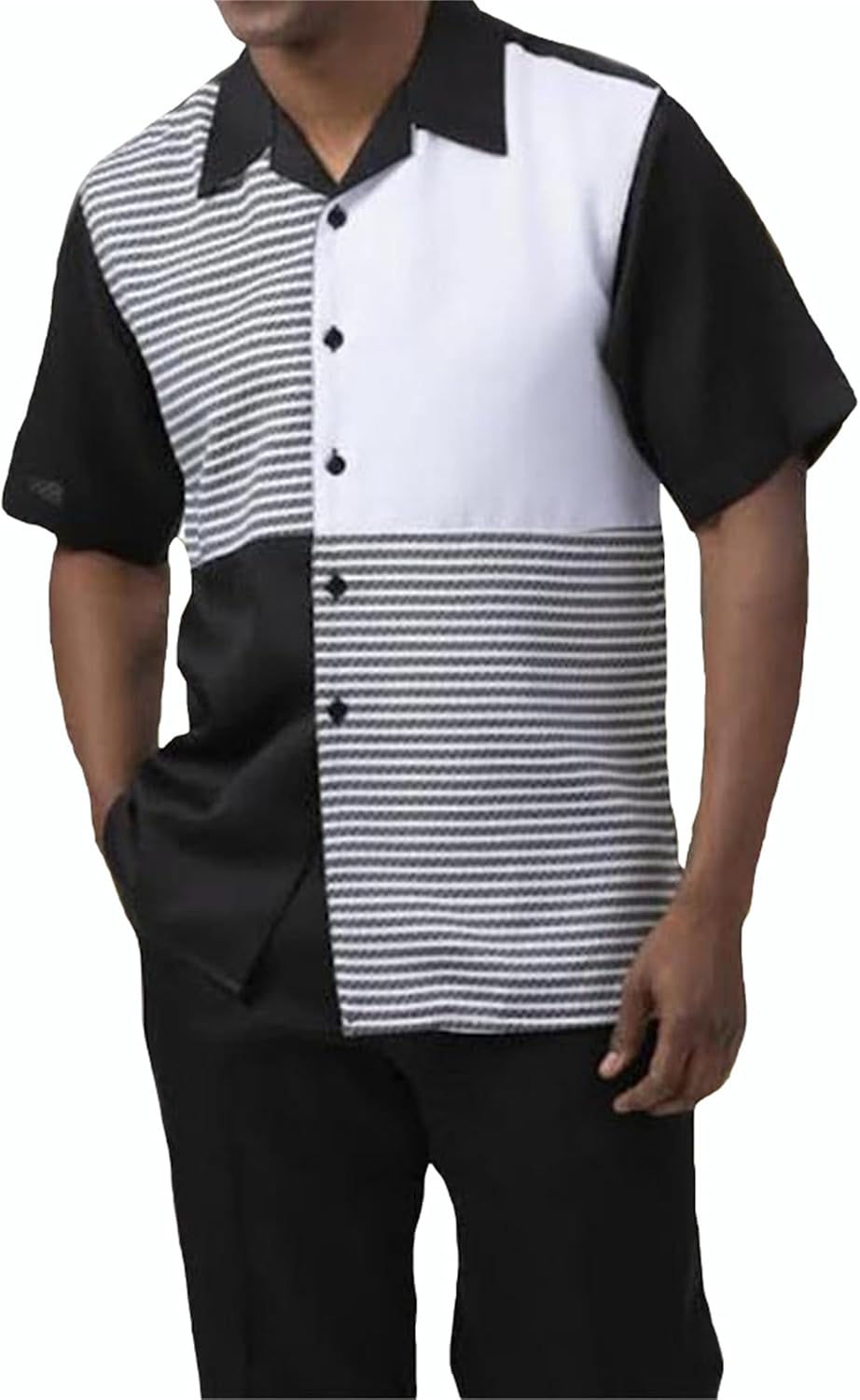 TIFIYA Men's Short Sleeve 2 Piece Leisure Suits,Shirts and Pants Set,Fashion Gentleman Attire Outfits S-5XL