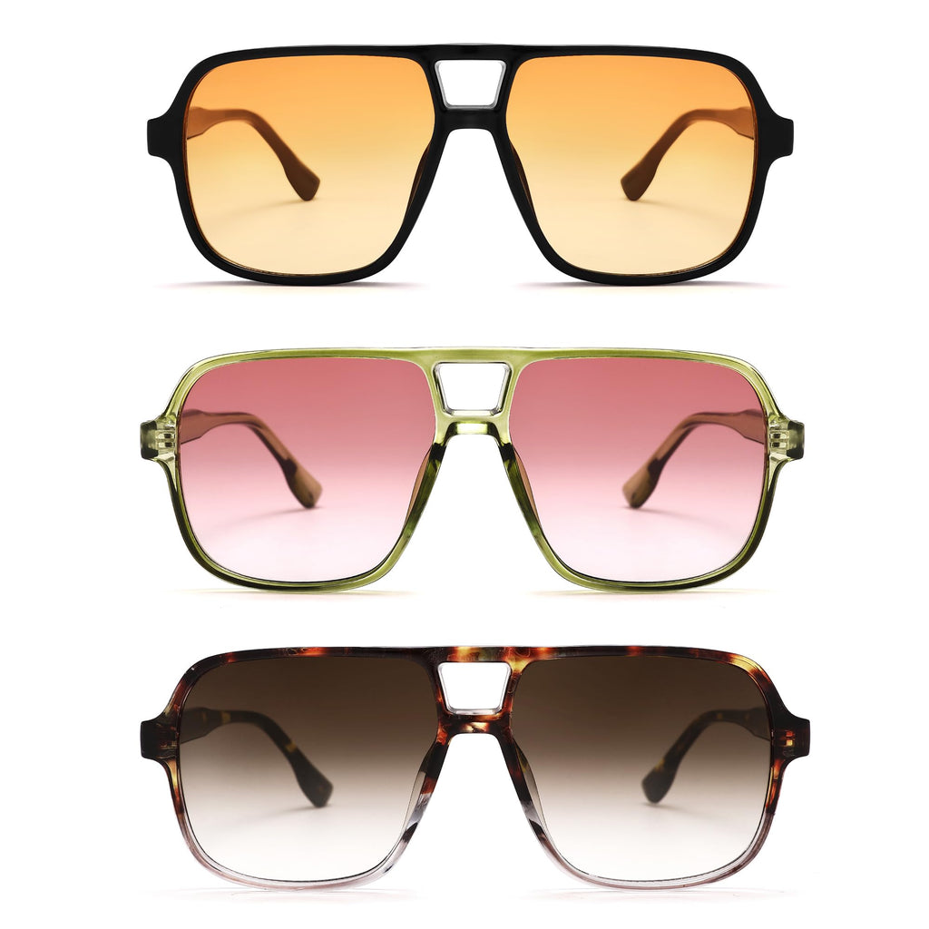 Oversized Aviator Sunglasses for Women Men - Retro 70s Square Shades Sun Glasses