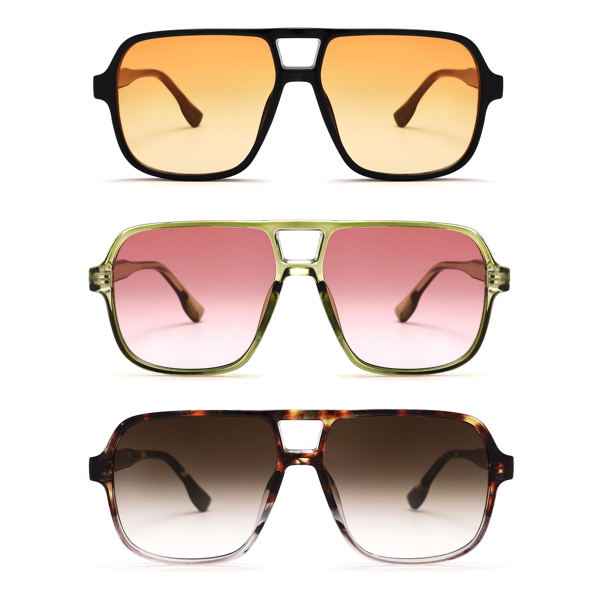 Oversized Aviator Sunglasses for Women Men - Retro 70s Square Shades Sun Glasses