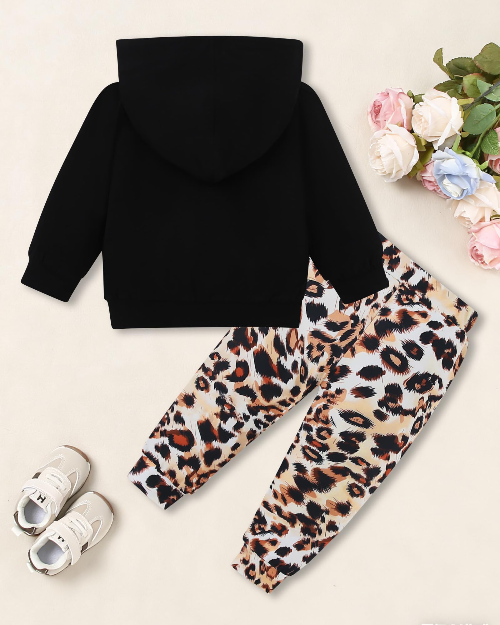 ZOEREA Toddler Girls Clothes Baby Outfits Letter Hoodie Sweatshirts Flower Sweatpants 2Pcs Tracksuit Fall Winter Clothing