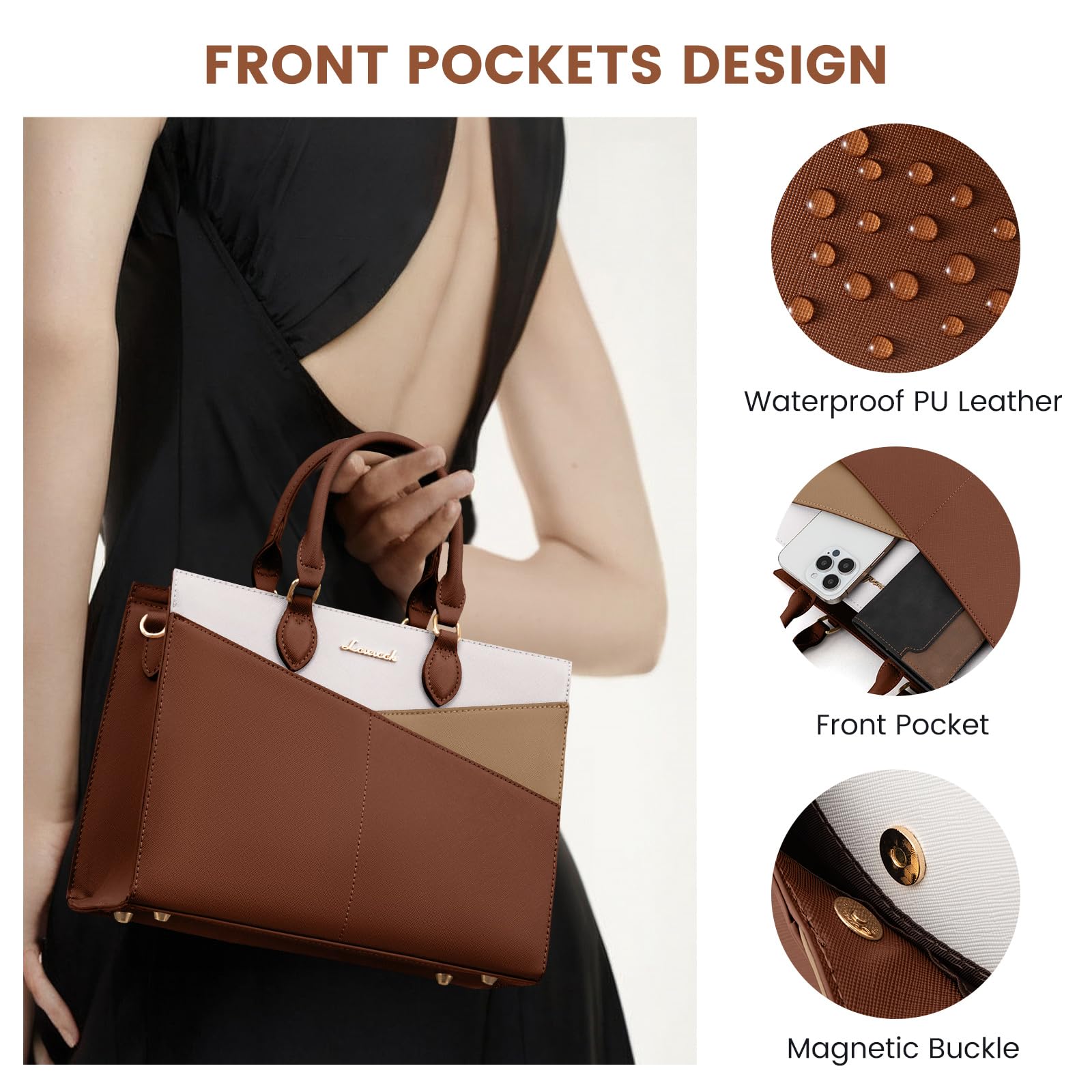 LOVEVOOK Purses for Women,Satchel Handbags Tote Bag, Black Pu Leather Shoulder Crossbody Top Handle Purse with Zipper