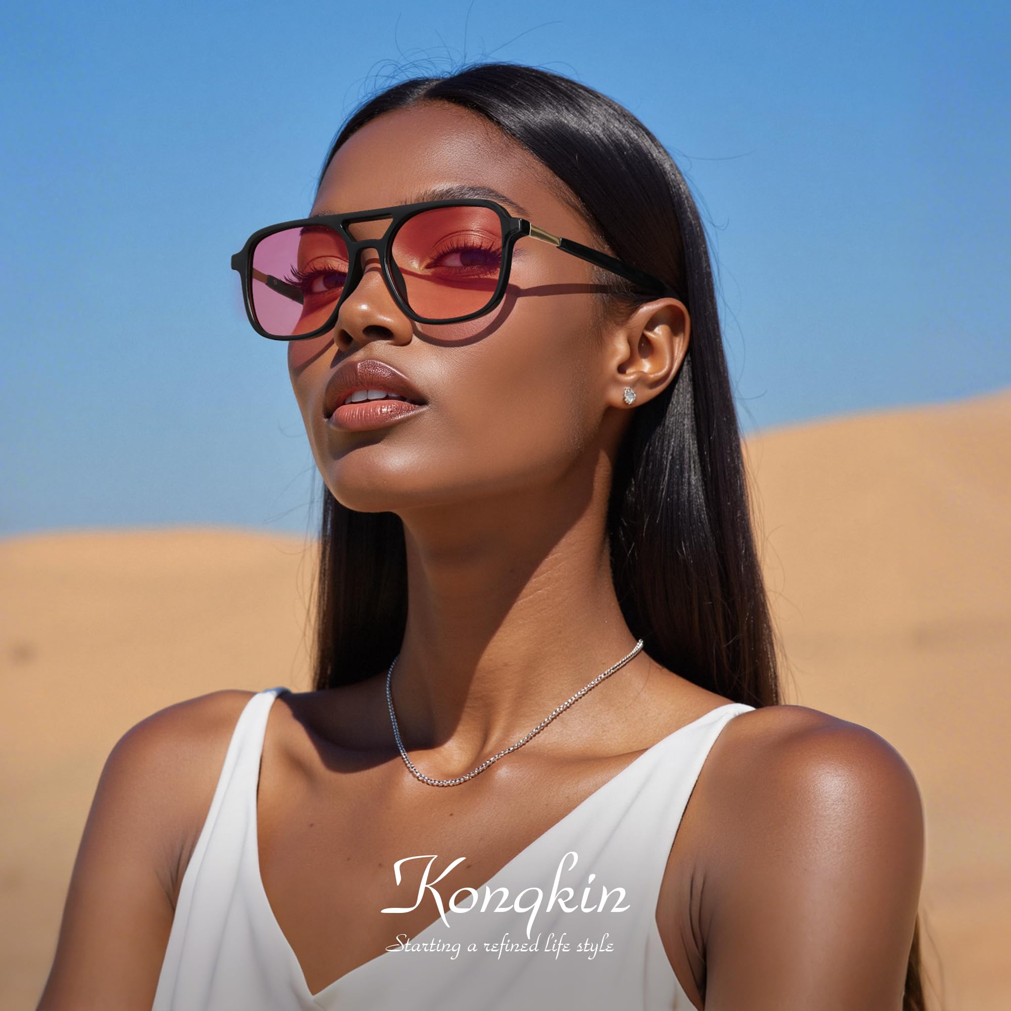 Retro Aviator Sunglasses for Women Men:Polarized Trendy Vintage 70s Rectangle Mens Womens Shades Sun Glasses