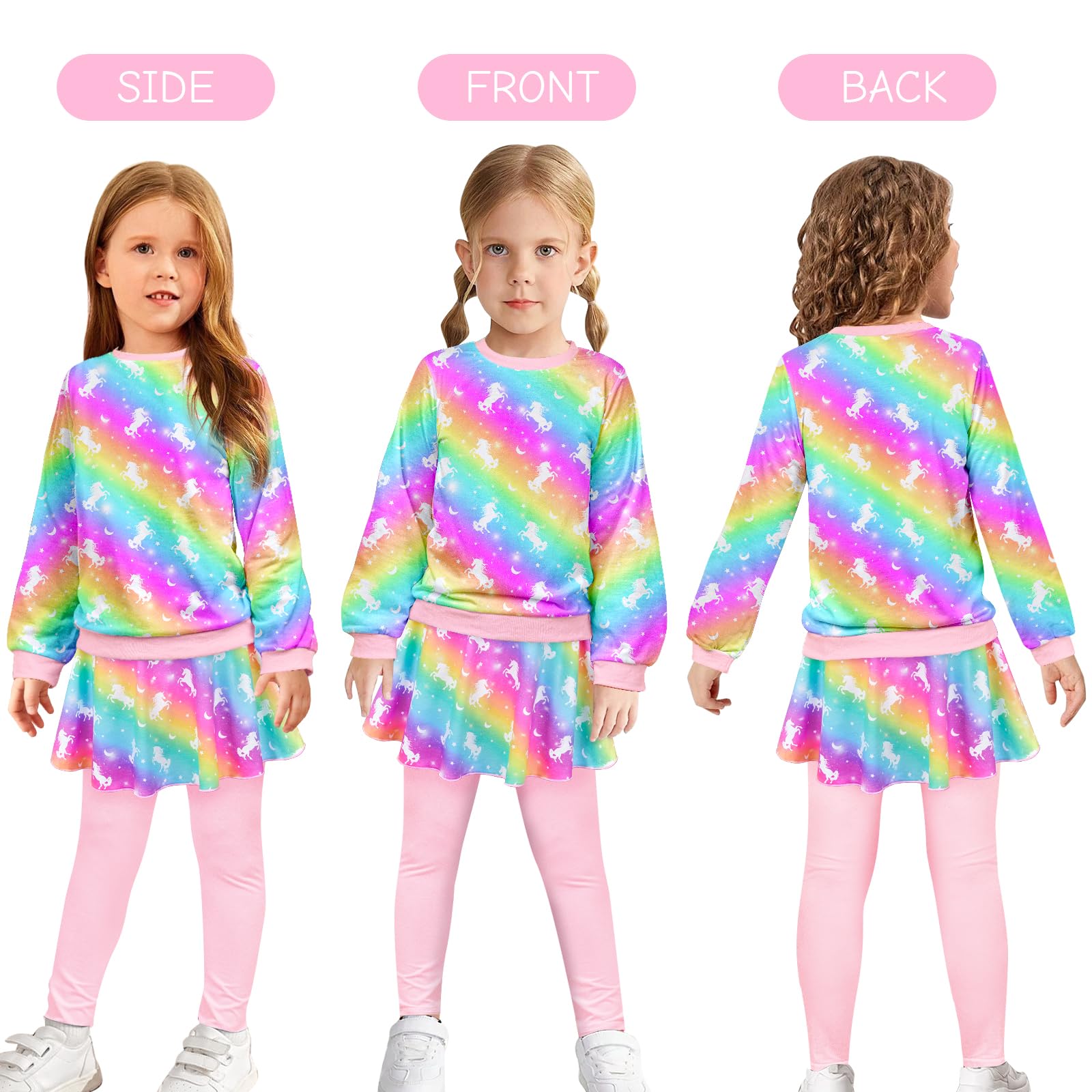 Toddler Kid Girl Clothing Set Outfit Long Sleeve Top, Unicorn Print Pantskirts Fall Winter Outfit Set