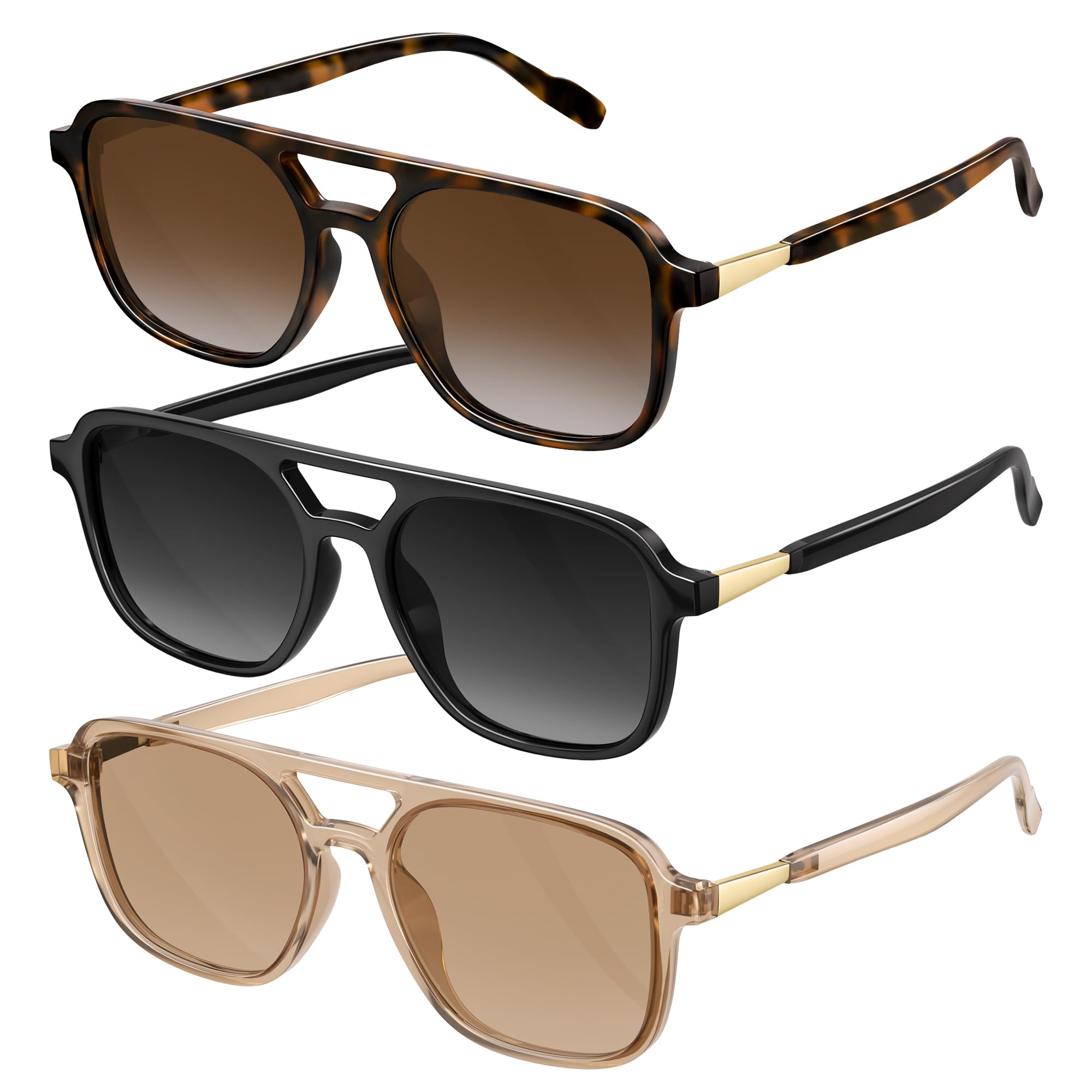 Retro Aviator Sunglasses for Women Men:Polarized Trendy Vintage 70s Rectangle Mens Womens Shades Sun Glasses