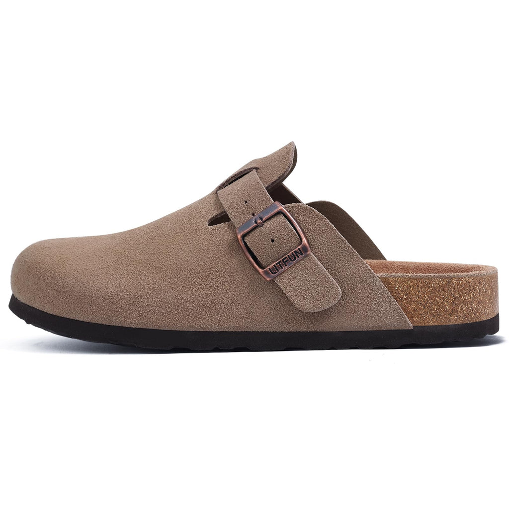 Litfun Women's Genuine Suede Clogs Soft Footbed Leather Potato Shoes Comfort Slip On Clogs with Arch Support