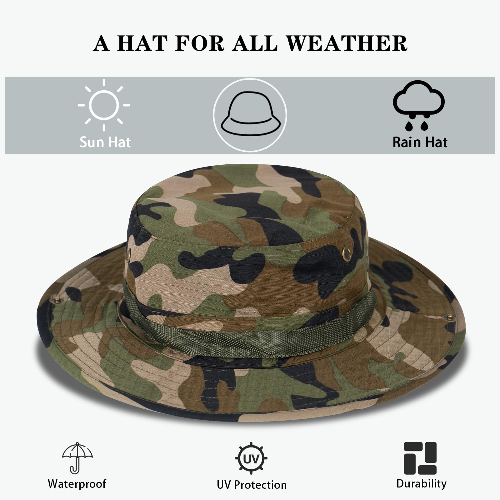 Sun Hats for Men Women Bucket Hat UPF 50+ UV Protection Boonie Hat for Safari Fishing Hiking Garden Beach