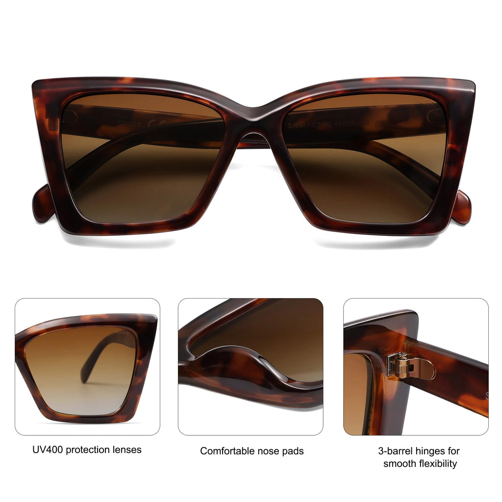 SOJOS Trendy Oversized Cateye Sunglasses Womens UV400 Large Designer Shades Lentes De Sol Para Mujer SJ2347