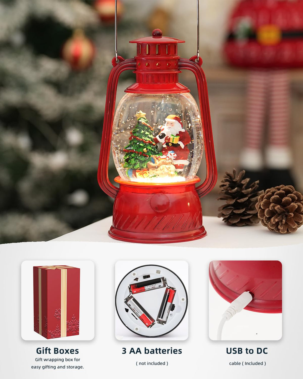 Fall Decor Snow Globe Thanksgiving Decoration Turkey Lantern Light-Up 6H Timer Halloween Pumpkin Glitter Autumn Scene Snow Globes Fall Decoration for Home