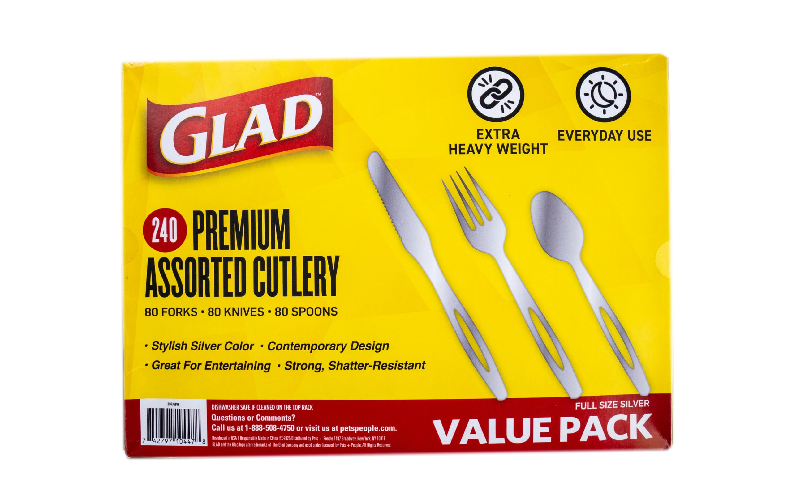 Glad Disposable Cutlery Set - Clear Heavy Duty Plastic Forks, Knives, and Spoons - 240 Piece Plasticware for Parties - Durable, Sturdy Recyclable Utensils - Great for July 4th, Thanksgiving, Christmas