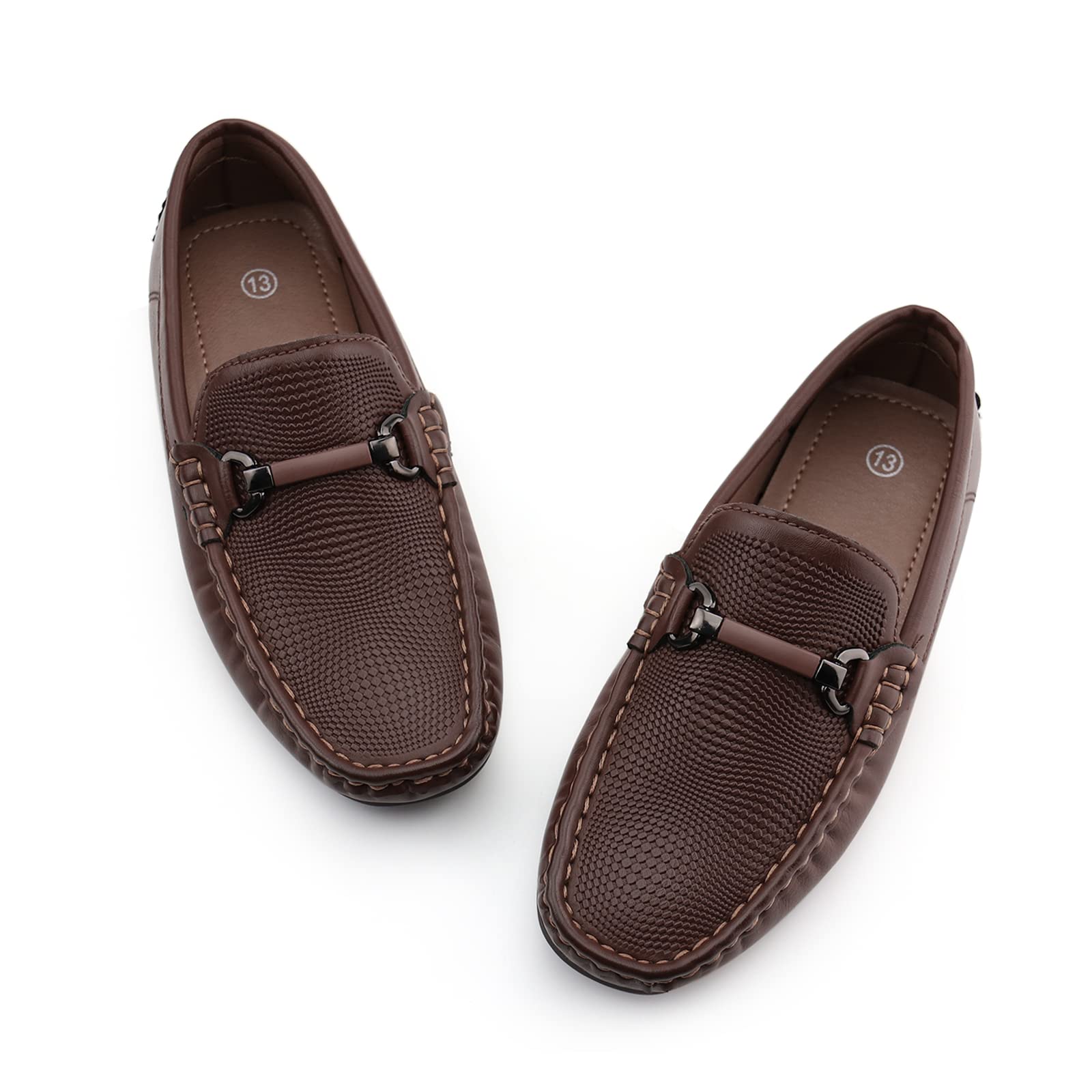 JABASIC Kids Penny Loafer Casual Slip-On Moccasin Flats Boys Dress Shoes