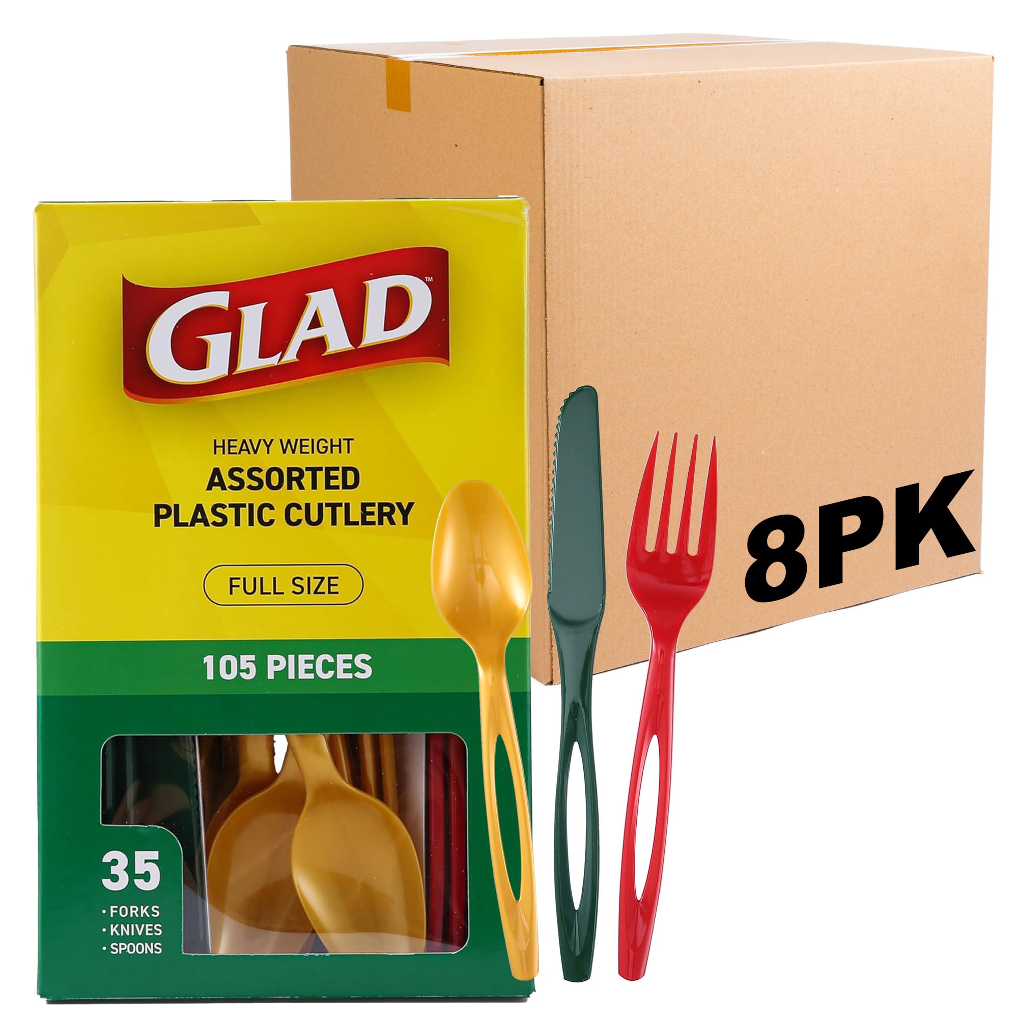 Glad Disposable Cutlery Set - Clear Heavy Duty Plastic Forks, Knives, and Spoons - 240 Piece Plasticware for Parties - Durable, Sturdy Recyclable Utensils - Great for July 4th, Thanksgiving, Christmas