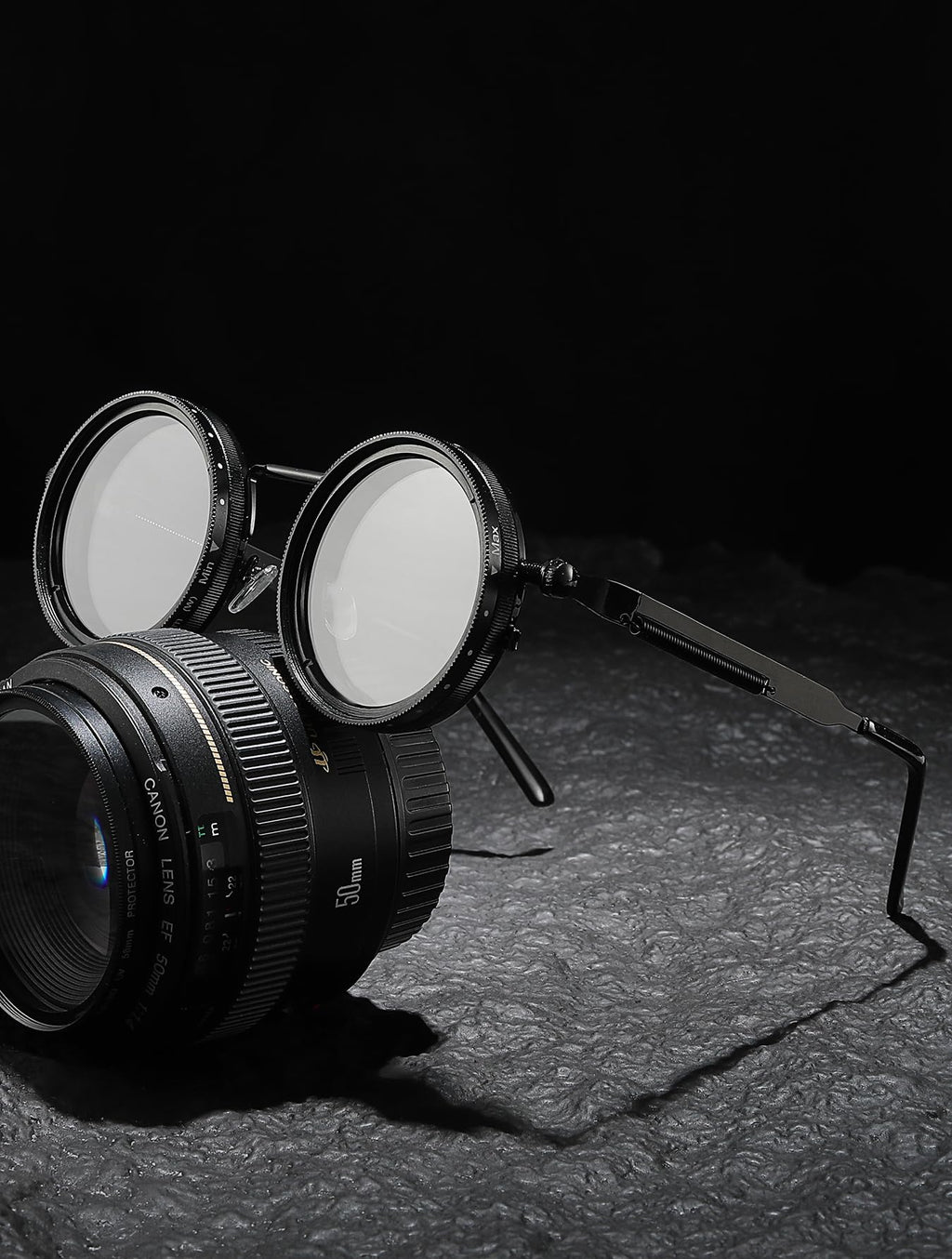 Adjustable Tint Sunglasses, 1-9 Gears Steampunk Retro Metal Round Polarized Glasses with ND Filter Lenses