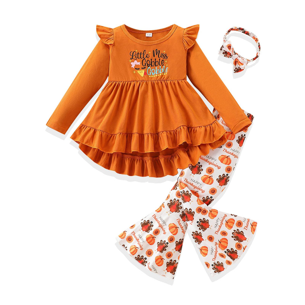 Toddler Girl Clothes Ruffle Long Sleeve Heart Print Tops and Pants 2PC Little Girl Winter Outfits Size (4-7T)