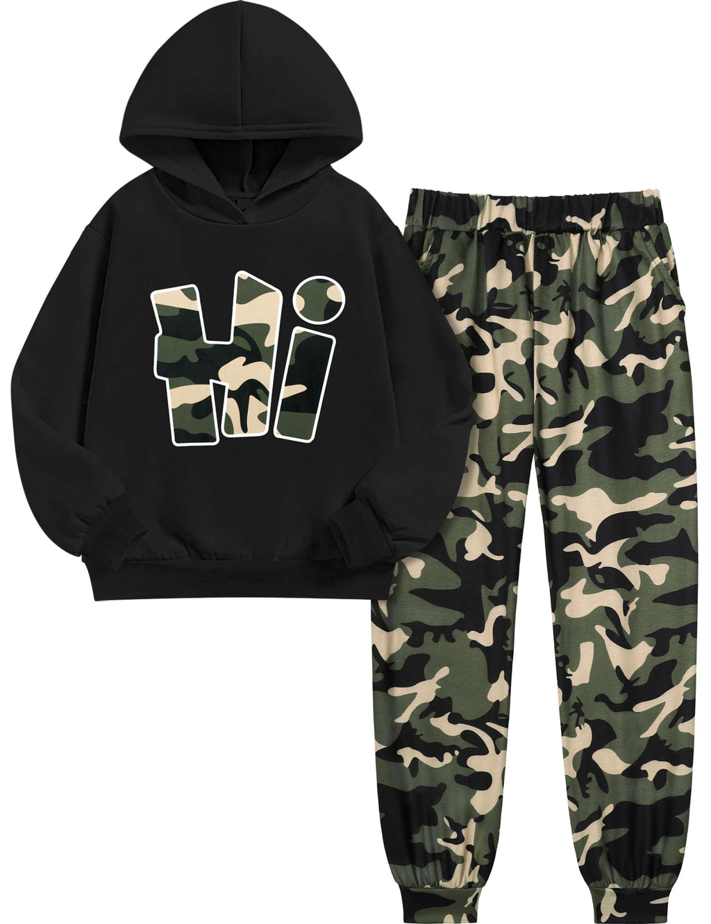 Boys Clothes Camo Boys Outfits Letter Printing Pullover Hoodie and Pants 2Pcs Winter Kids Clothes Boys for 7-14 Years
