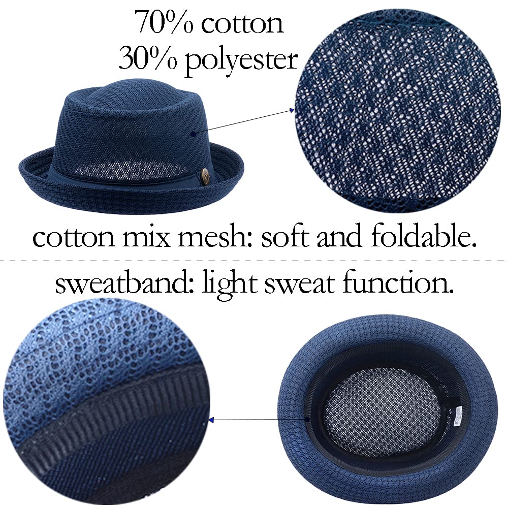 2/6 Pc Summer Mesh Pork Pie Hat 1920S Costume Party Cap for Men Women Unisex