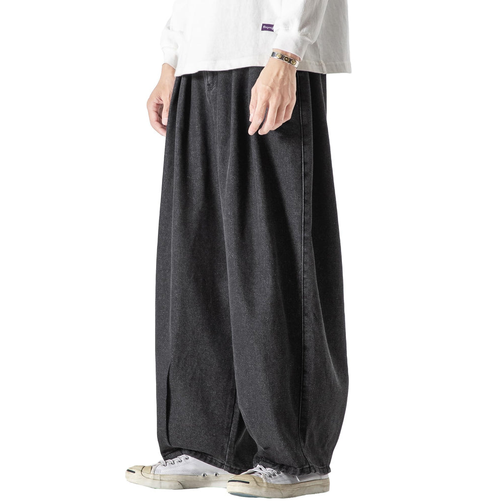 DOSLAVIDA Men's Hip Hop Jean Joggers Loose Fit Streetwear Biker Baggy Jeans Pants Stylish Printed Cargo Denim Pants