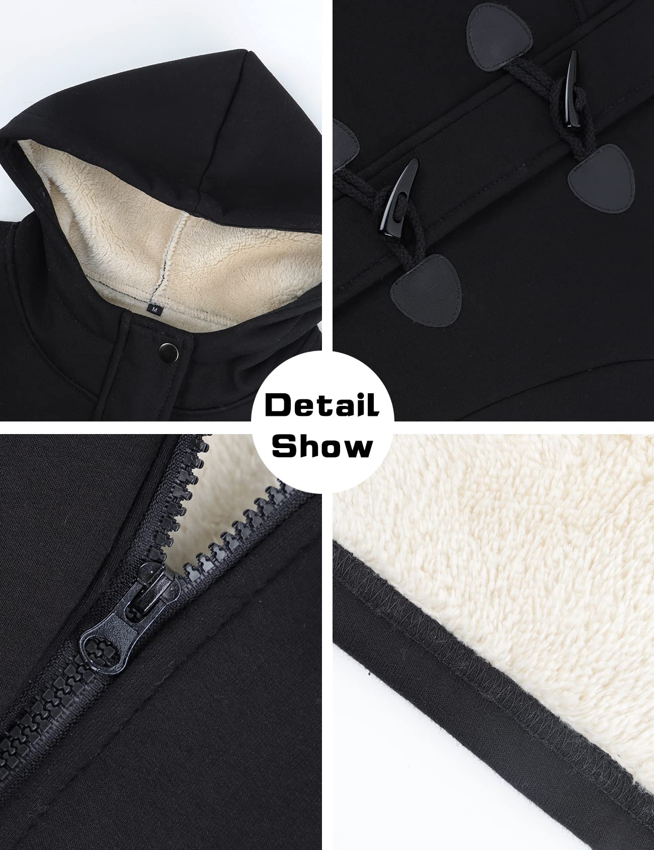 Gihuo Winter Jackets for Women Sherpa Lined Jacket Women Duffle Toggle Coat Hooded Fleece Jacket