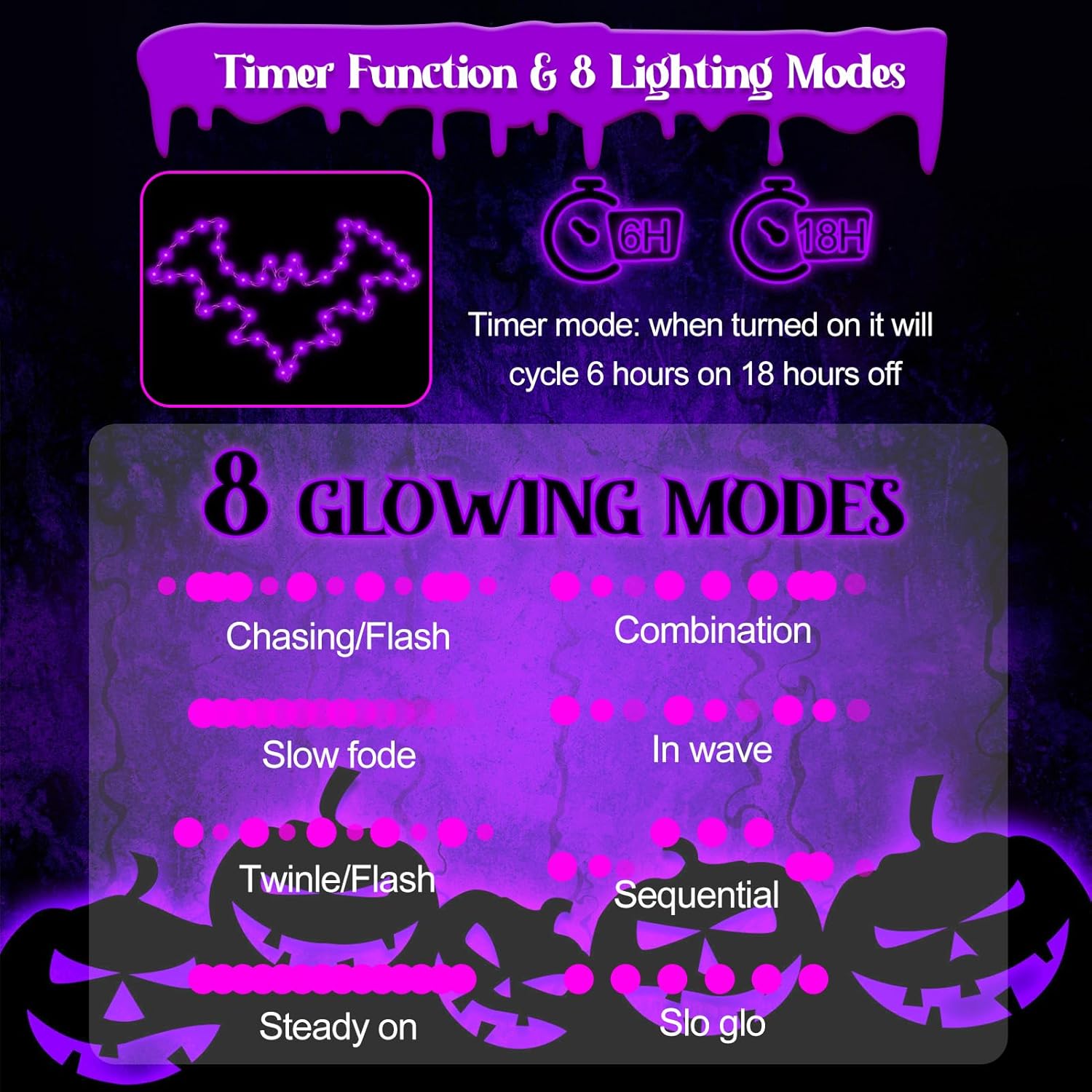 Halloween Decorations, 2 Pack Bat Window Lights, 8 Modes Battery Operated Halloween Lights with Timer, Waterproof Window Silhouette Light for Indoor Window Door Yard Party Decor