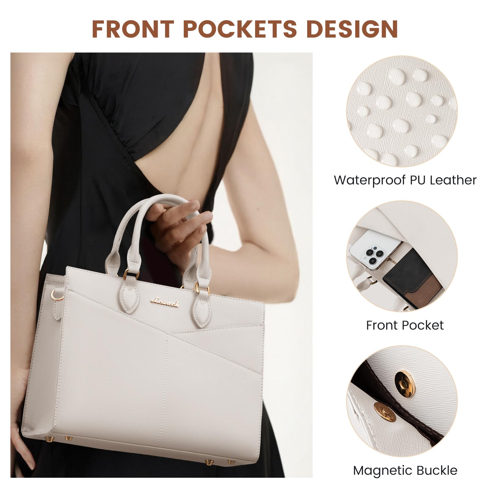 LOVEVOOK Purses for Women,Satchel Handbags Tote Bag, Black Pu Leather Shoulder Crossbody Top Handle Purse with Zipper