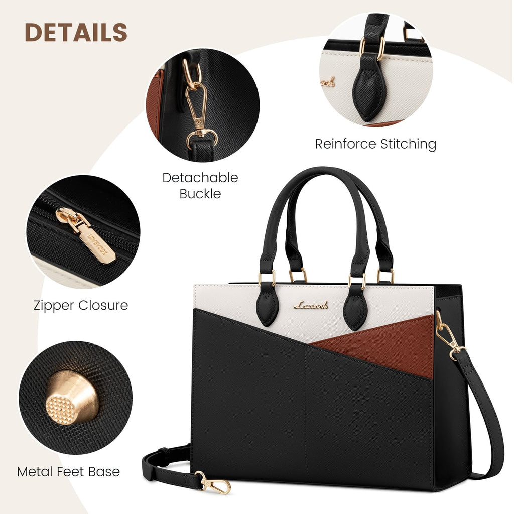 LOVEVOOK Purses for Women,Satchel Handbags Tote Bag, Black Pu Leather Shoulder Crossbody Top Handle Purse with Zipper