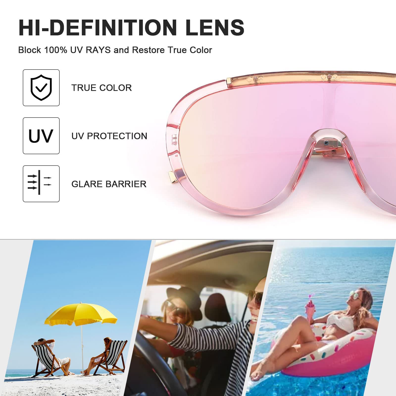 FEISEDY Sunglasses Women Oversized One Piece Frame UV400 Sun Glasses Trendy Retro Shades B2580