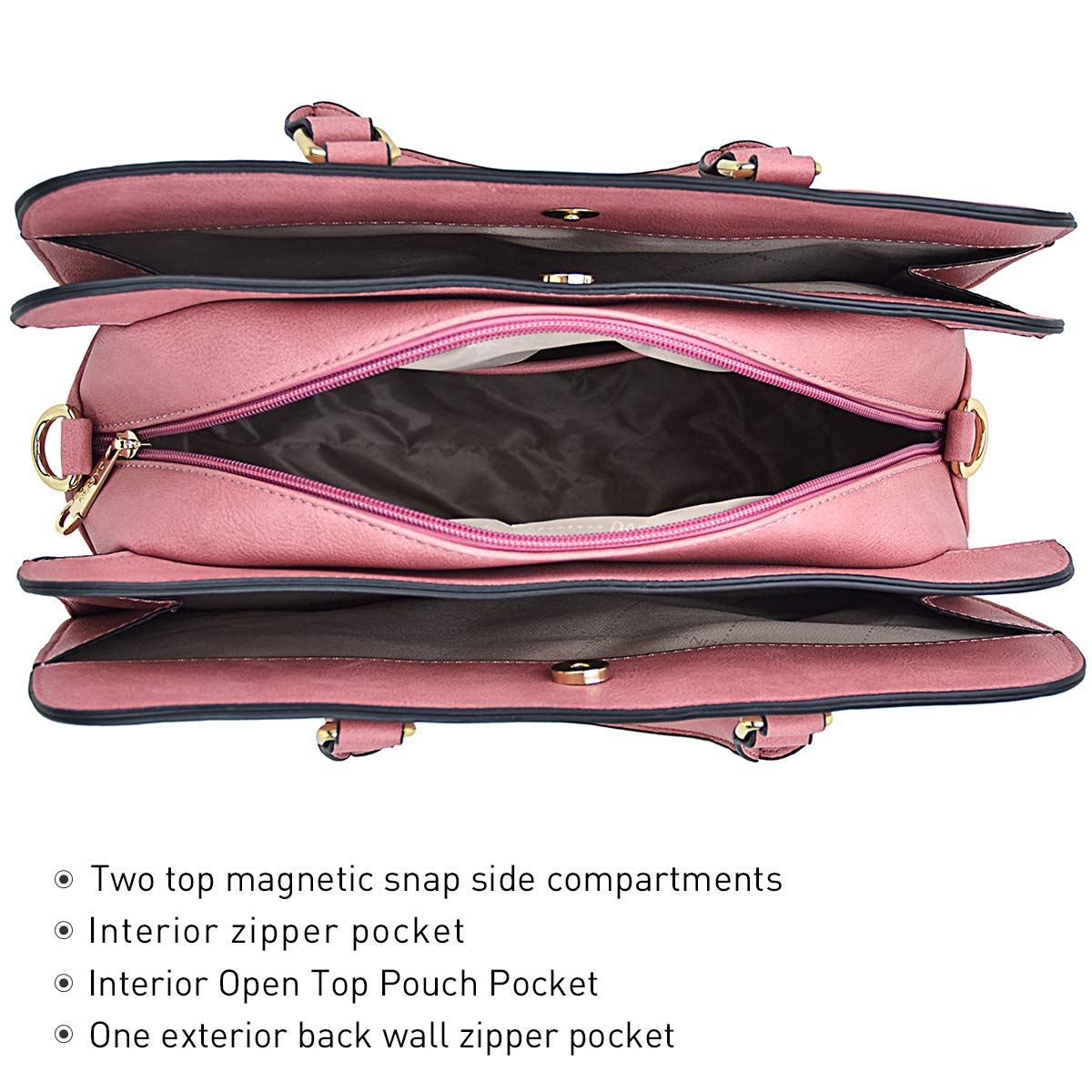 Women Handbag Wallet Tote Shoulder Hobo Bag Top Handle Satchel Purse Set 2pcs with 3 Compartments