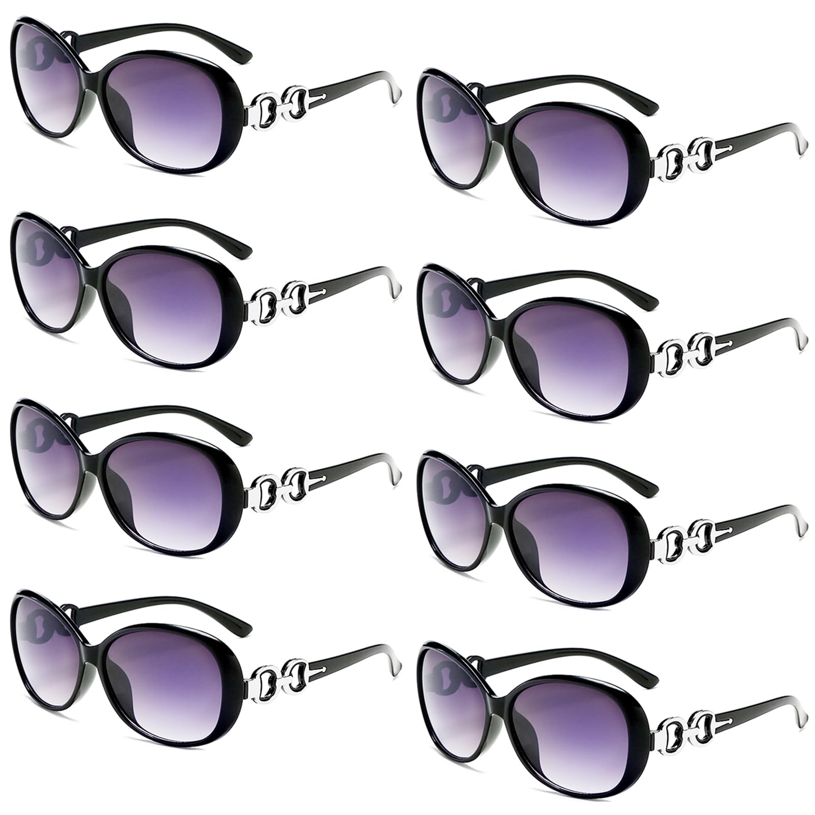 YQVIE 8 Pack Round Oversized Sunglasses Bulk for Women Shades Retro Plastic Large Trendy Sunglasses Set
