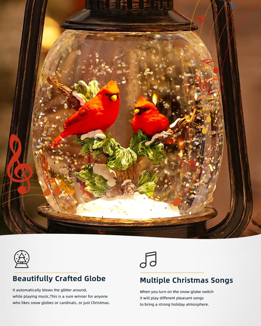 Fall Decor Snow Globe Thanksgiving Decoration Turkey Lantern Light-Up 6H Timer Halloween Pumpkin Glitter Autumn Scene Snow Globes Fall Decoration for Home