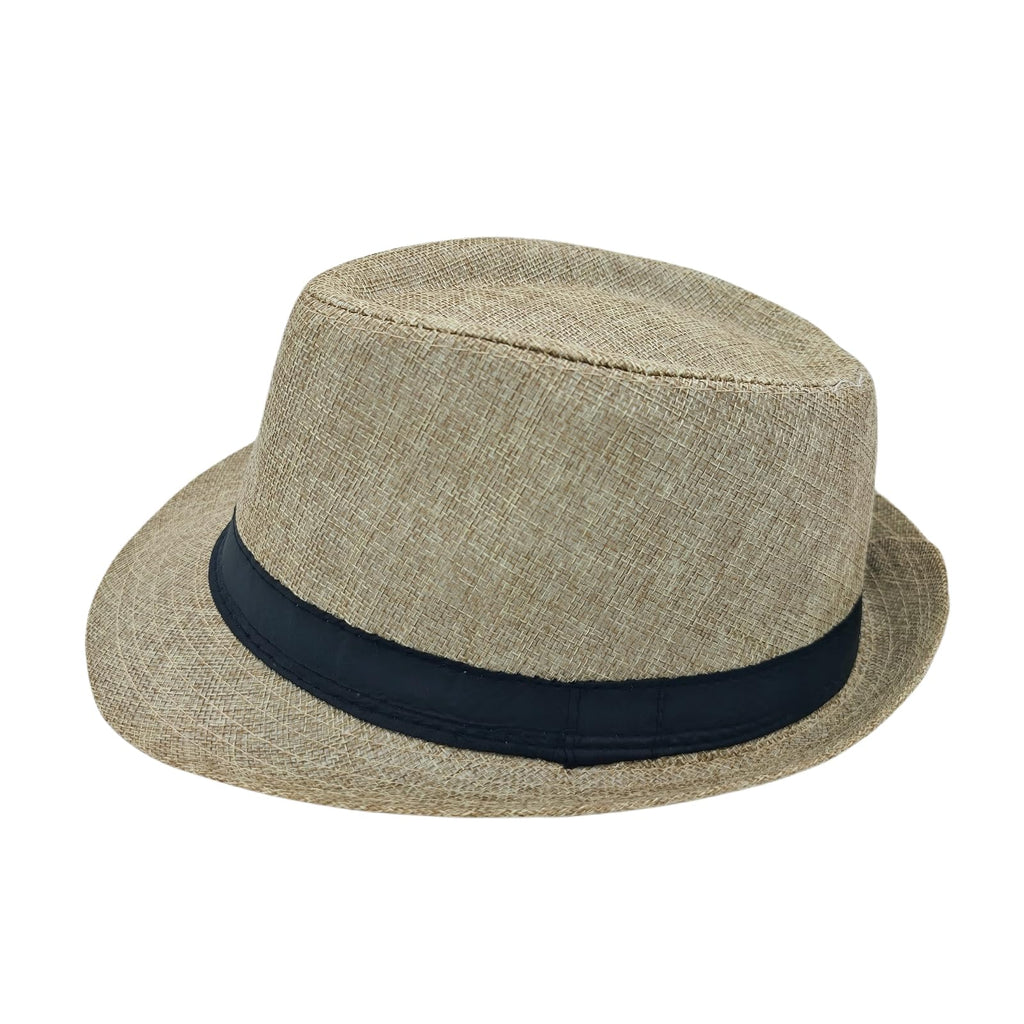 Unisex Classic 1920s Fedora Hat Short Brim Panama Trilby Hat Summer Beach Cap for Men Women