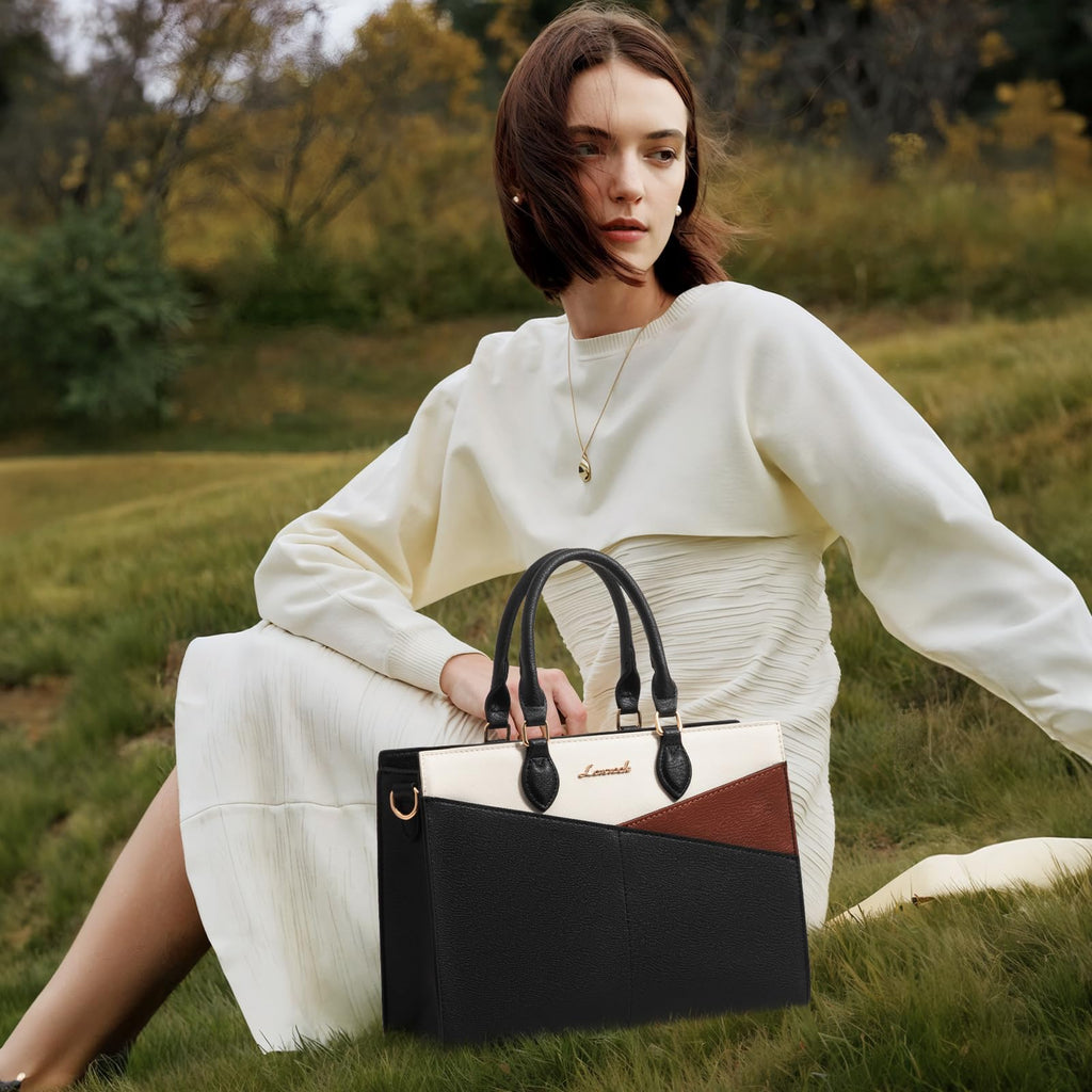 LOVEVOOK Purses for Women,Satchel Handbags Tote Bag, Black Pu Leather Shoulder Crossbody Top Handle Purse with Zipper