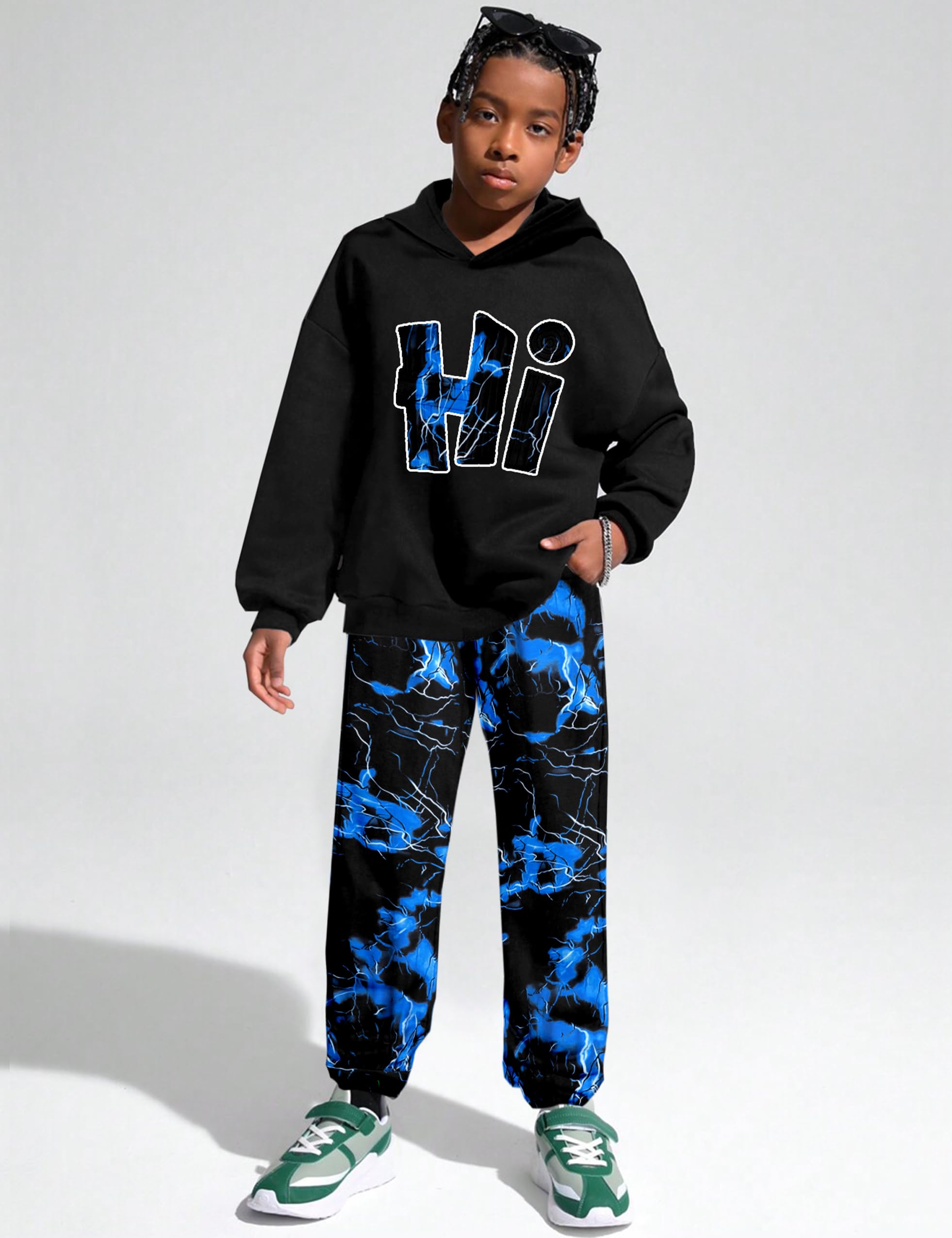 Boys Clothes Camo Boys Outfits Letter Printing Pullover Hoodie and Pants 2Pcs Winter Kids Clothes Boys for 7-14 Years