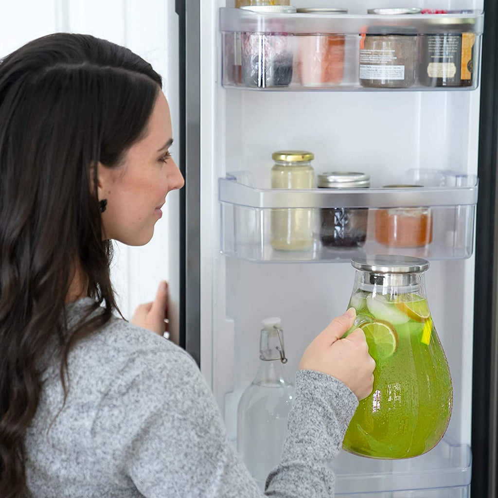 88OZ Glass Pitcher with Lid and Spout - High Heat Resistance Pitcher for Hot/Cold Water & Iced Tea (2.6L)