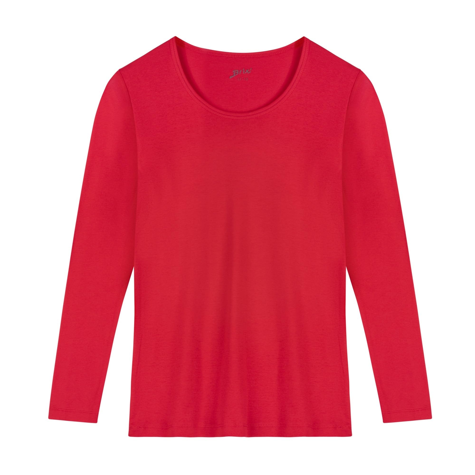 Brix Girls' Long Sleeve Tees - 100% Cotton Tagless 4 -Pack Crew Neck Super Soft Cotton T Shirts.