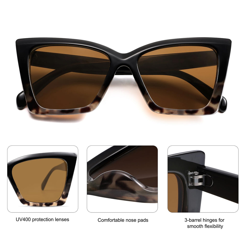 SOJOS Trendy Oversized Cateye Sunglasses Womens UV400 Large Designer Shades Lentes De Sol Para Mujer SJ2347