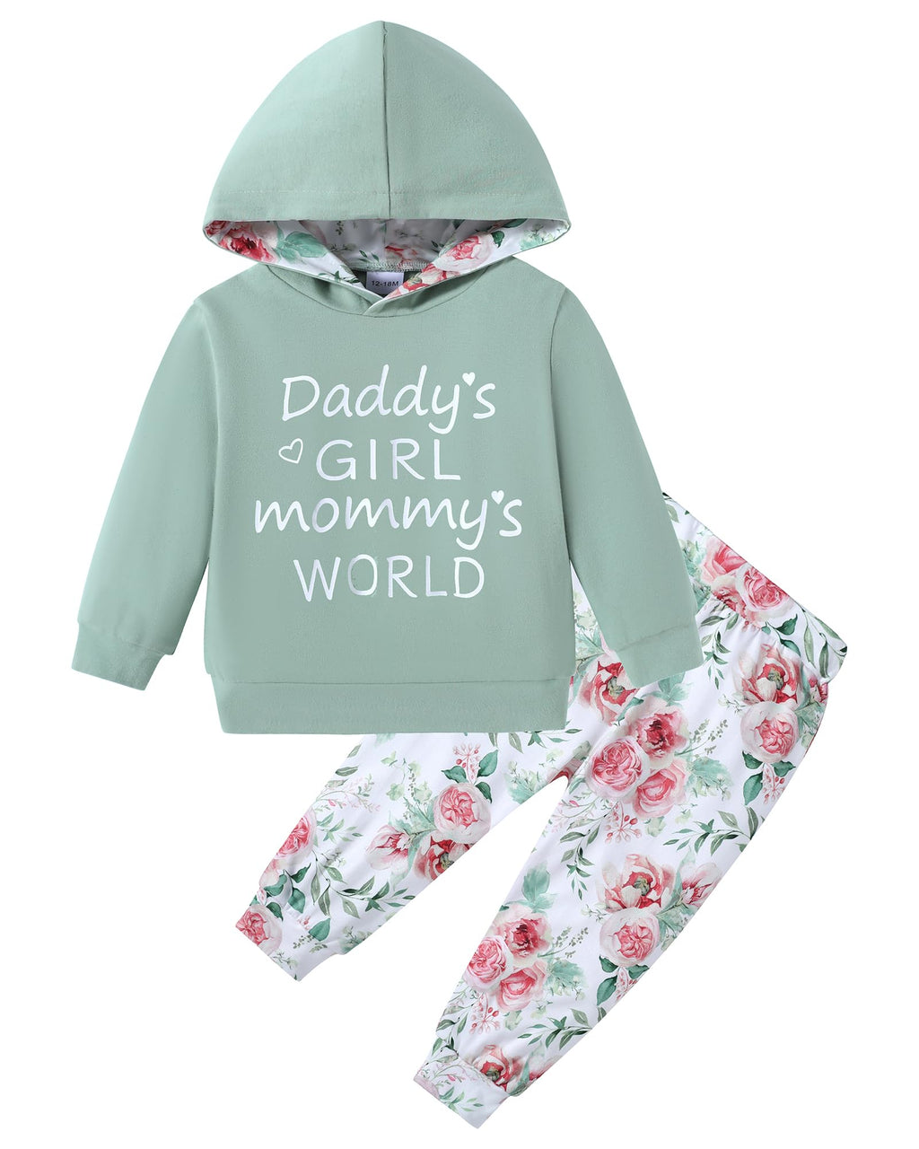 ZOEREA Toddler Girls Clothes Baby Outfits Letter Hoodie Sweatshirts Flower Sweatpants 2Pcs Tracksuit Fall Winter Clothing