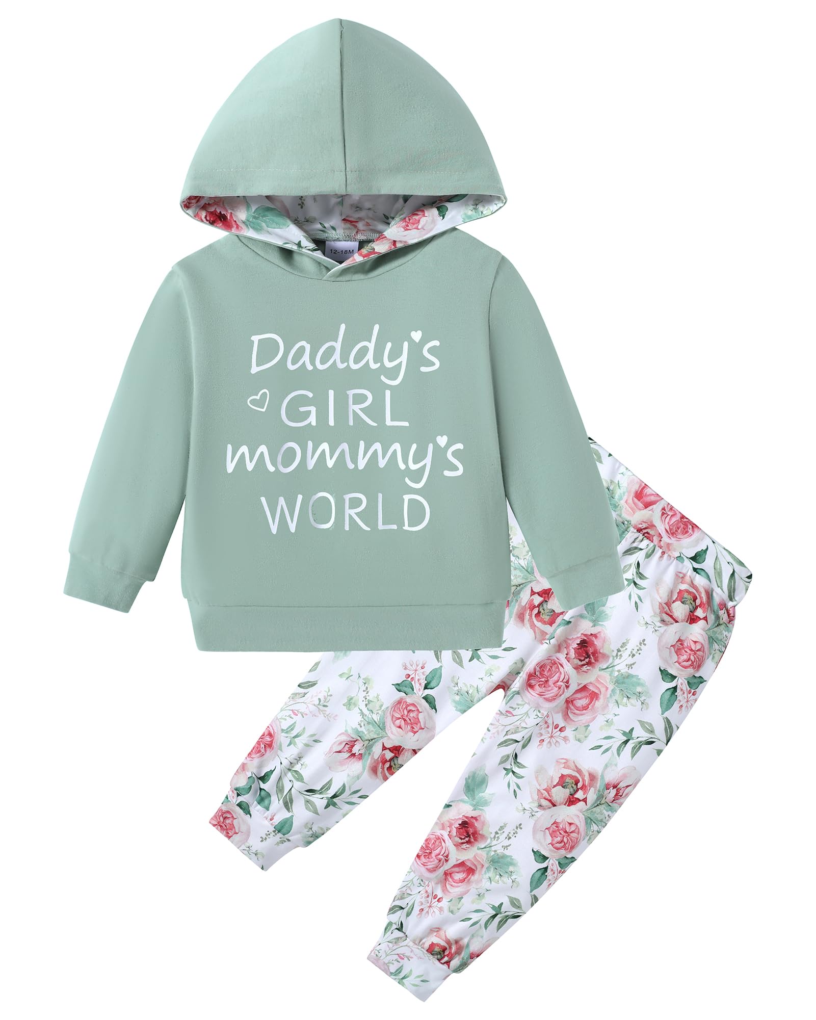 ZOEREA Toddler Girls Clothes Baby Outfits Letter Hoodie Sweatshirts Flower Sweatpants 2Pcs Tracksuit Fall Winter Clothing