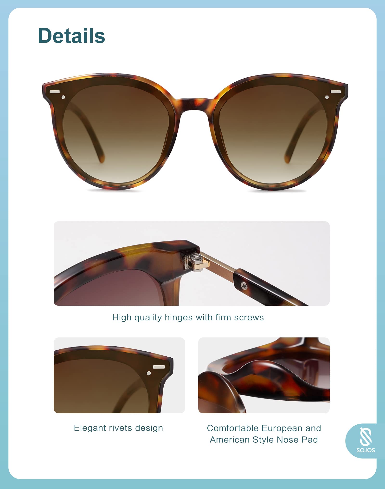 SOJOS Sunglasses Womens Trendy 2025 Classic Round Retro Vintage Shades Large Frame Sunnies SJ2067