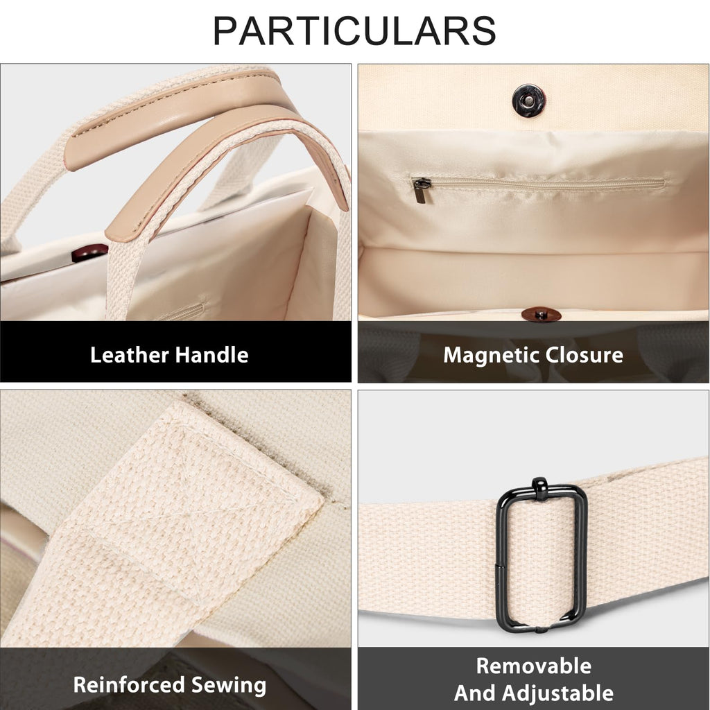 Tote Bags for Women Canvas Tote Purse Crossbody with Pockets Top Handle Shoulder Satchel Bag for Women