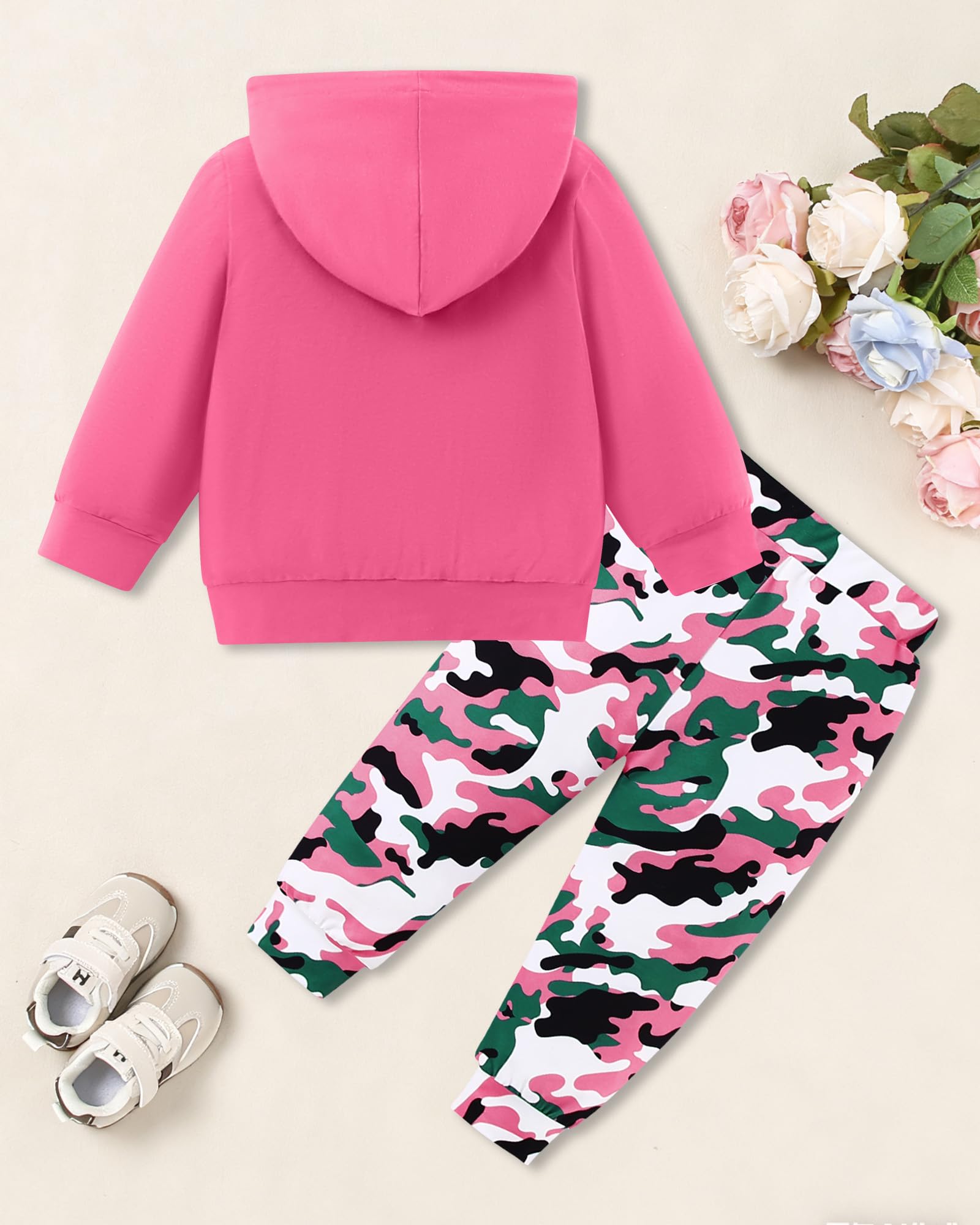 ZOEREA Toddler Girls Clothes Baby Outfits Letter Hoodie Sweatshirts Flower Sweatpants 2Pcs Tracksuit Fall Winter Clothing