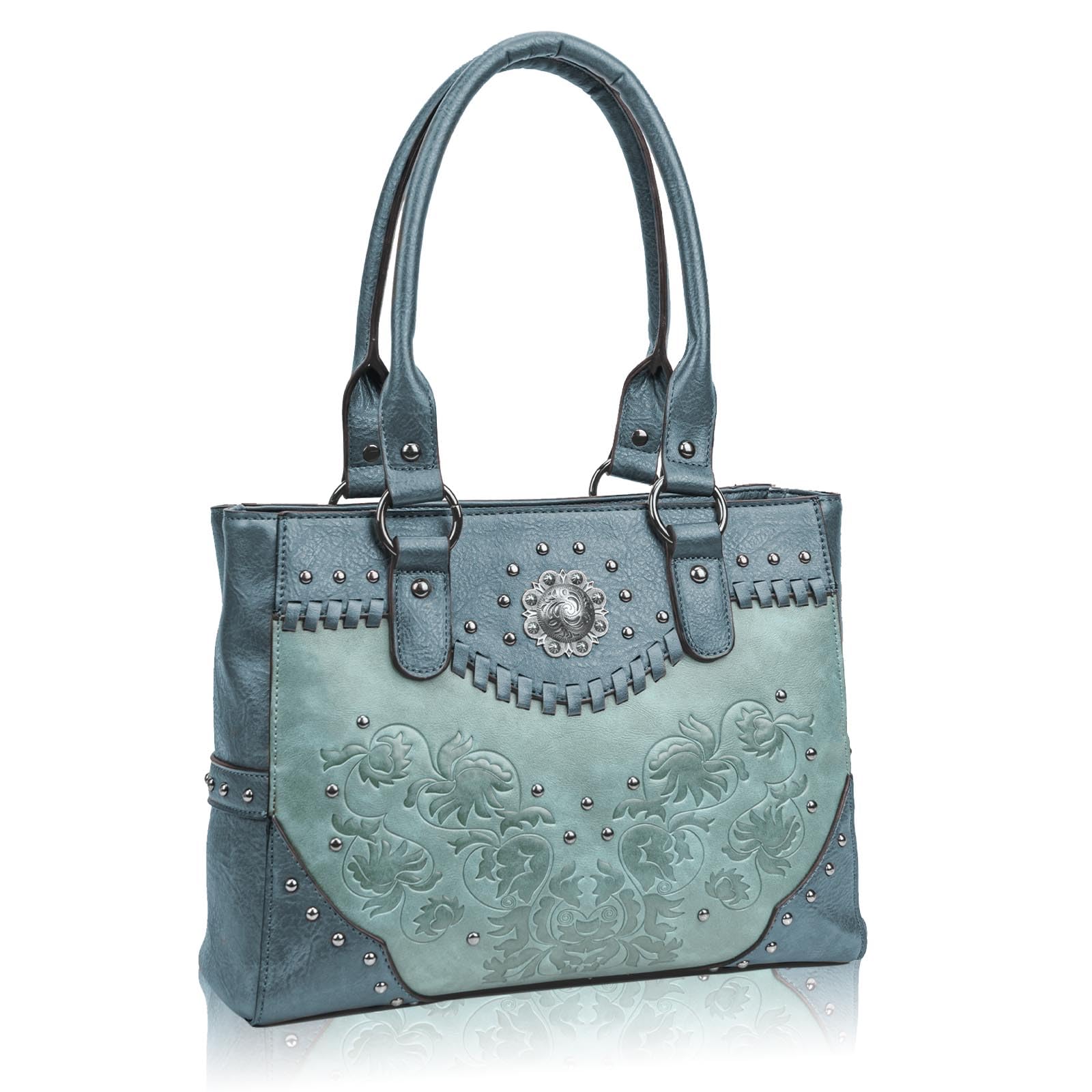 Tote Bag for Women Large Western Purse Ladies Top Handle Shoulder Handbags Vintage Embossed Concho Studs